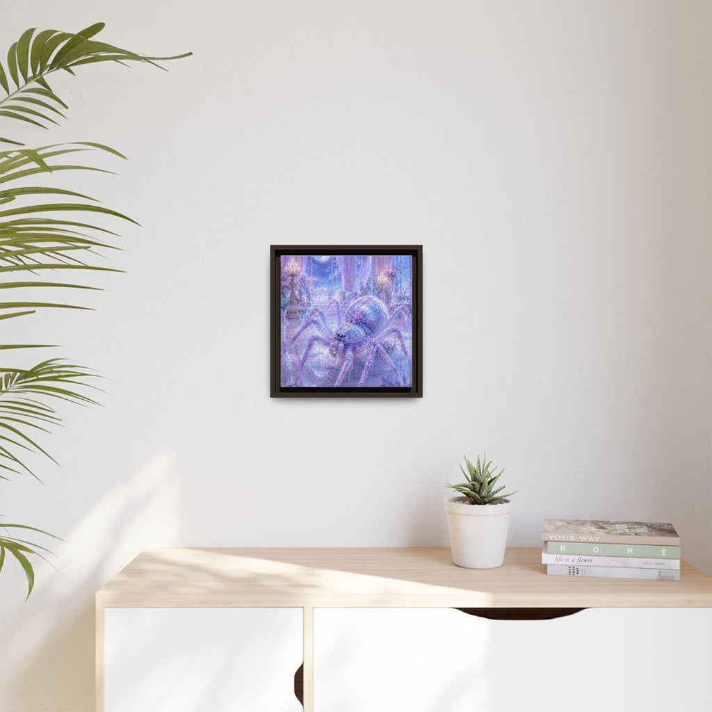 Moonlit Spider Fantasy Canvas Print — Lavender Enchanted Wall Art (Framed)