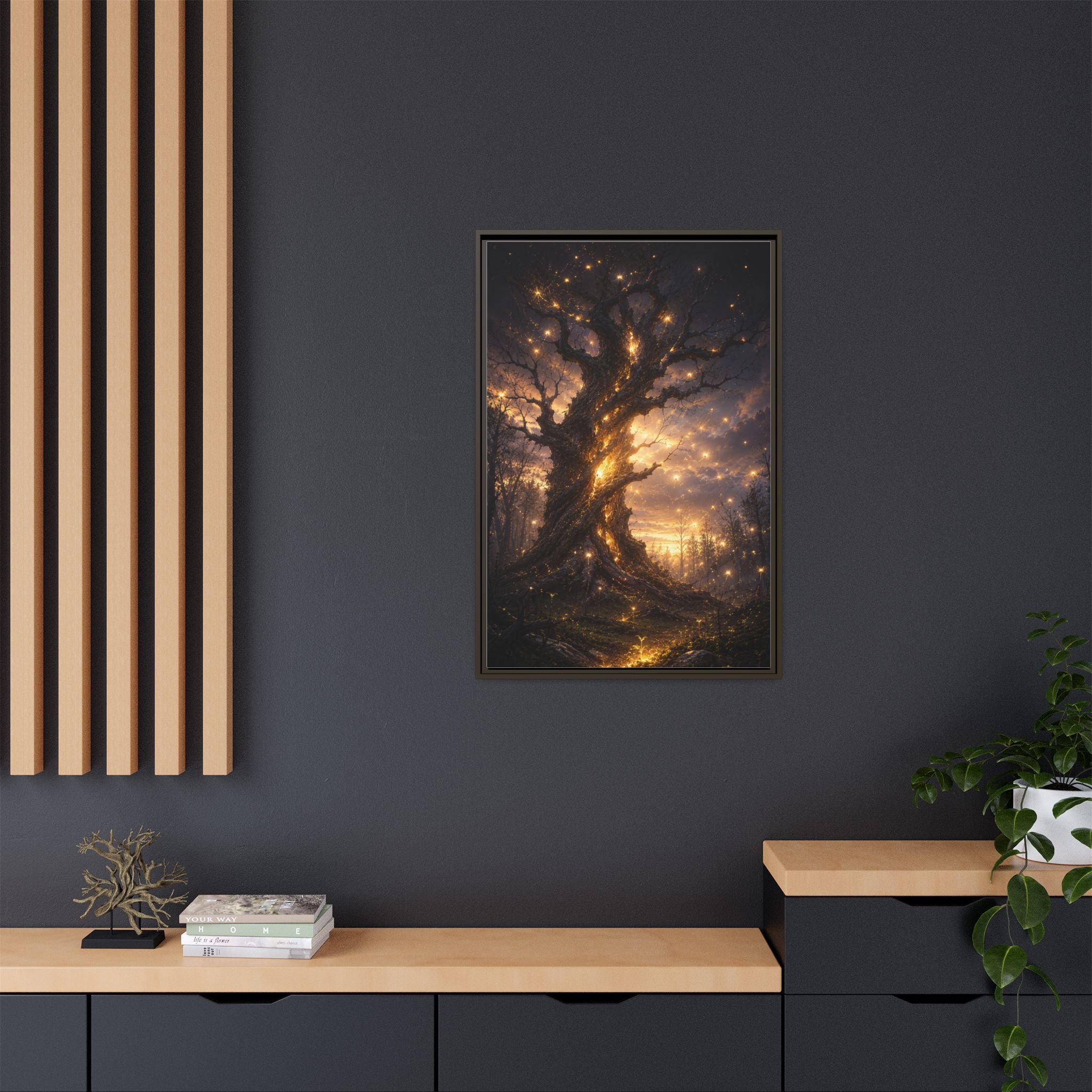 Enchanted Tree Matte Canvas Print — Framed Fantasy Wall Art