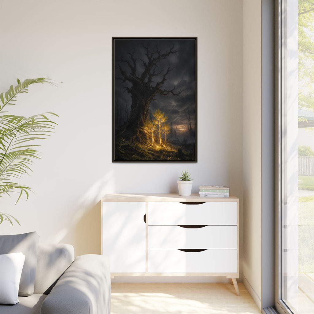 Framed Matte Canvas — Glowing Enchanted Tree Wall Art