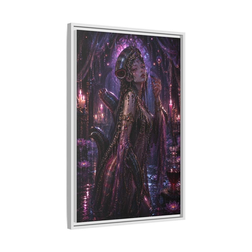 Gothic Fantasy Goddess Matte Canvas Print — Framed Dark Purple Wall Art
