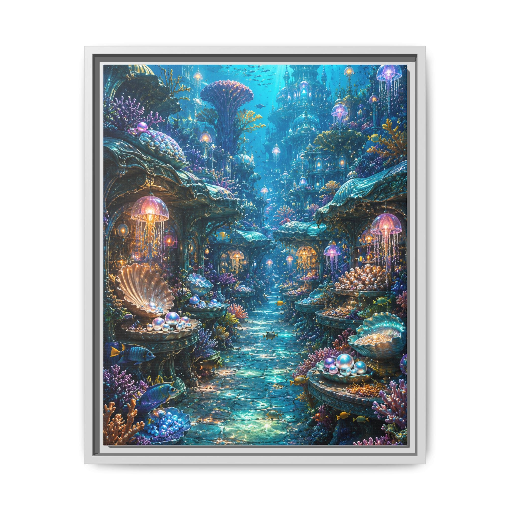 Framed Matte Canvas - Enchanted Underwater Coral Reef Print
