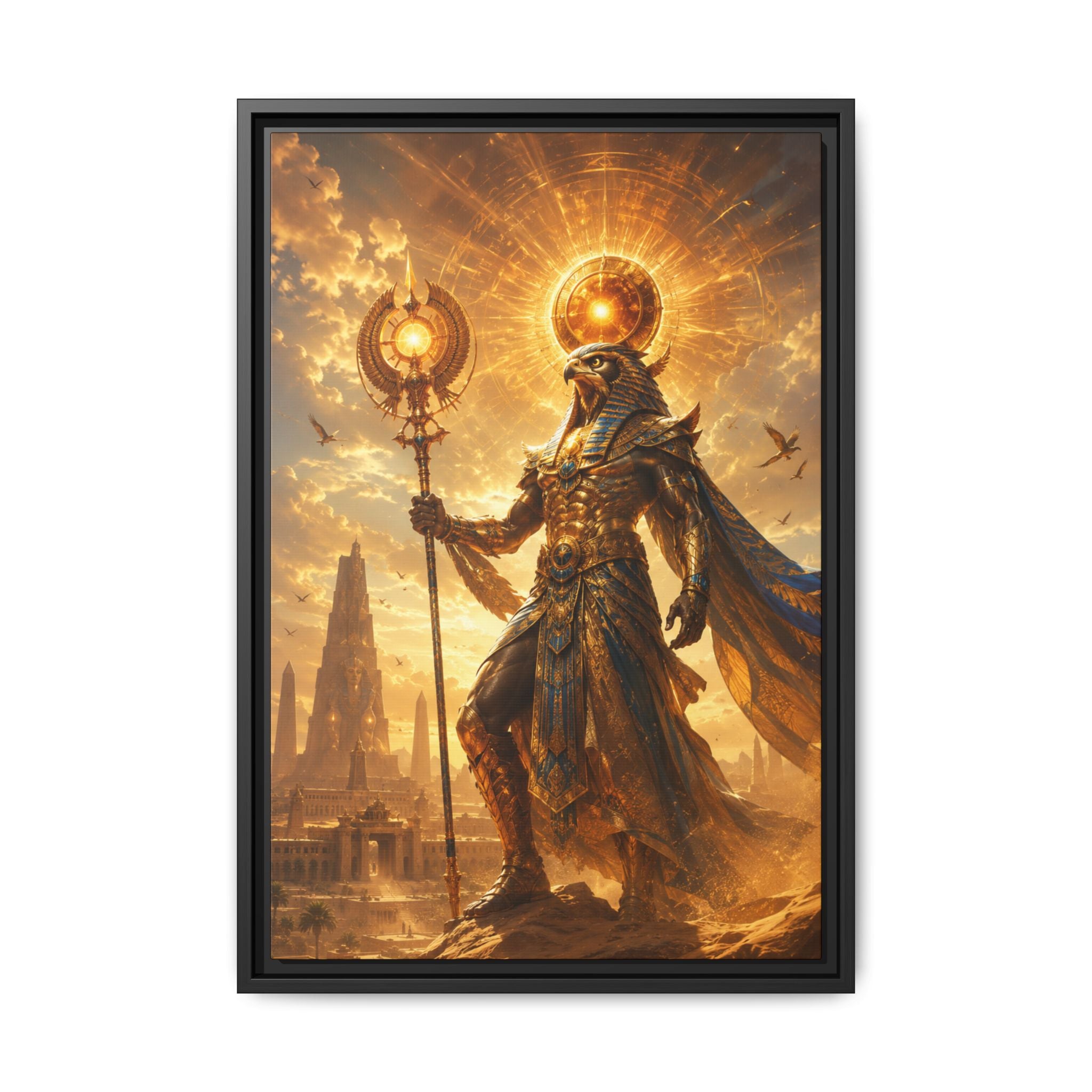Egyptian Sun God Fine Art Paper Print Wall Art — Mythic Pharaoh Decorative Print