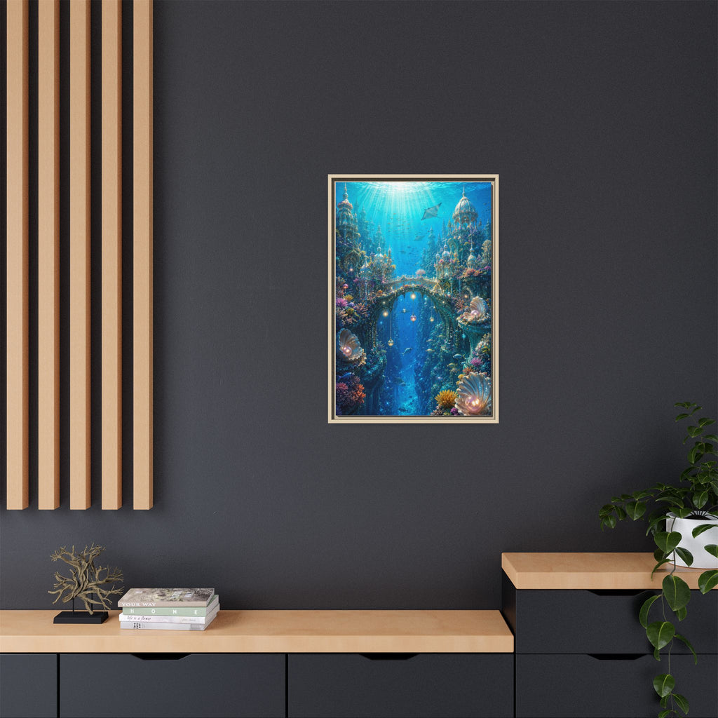 Underwater Fantasy Canvas Print — Framed Matte Ocean City Wall Art