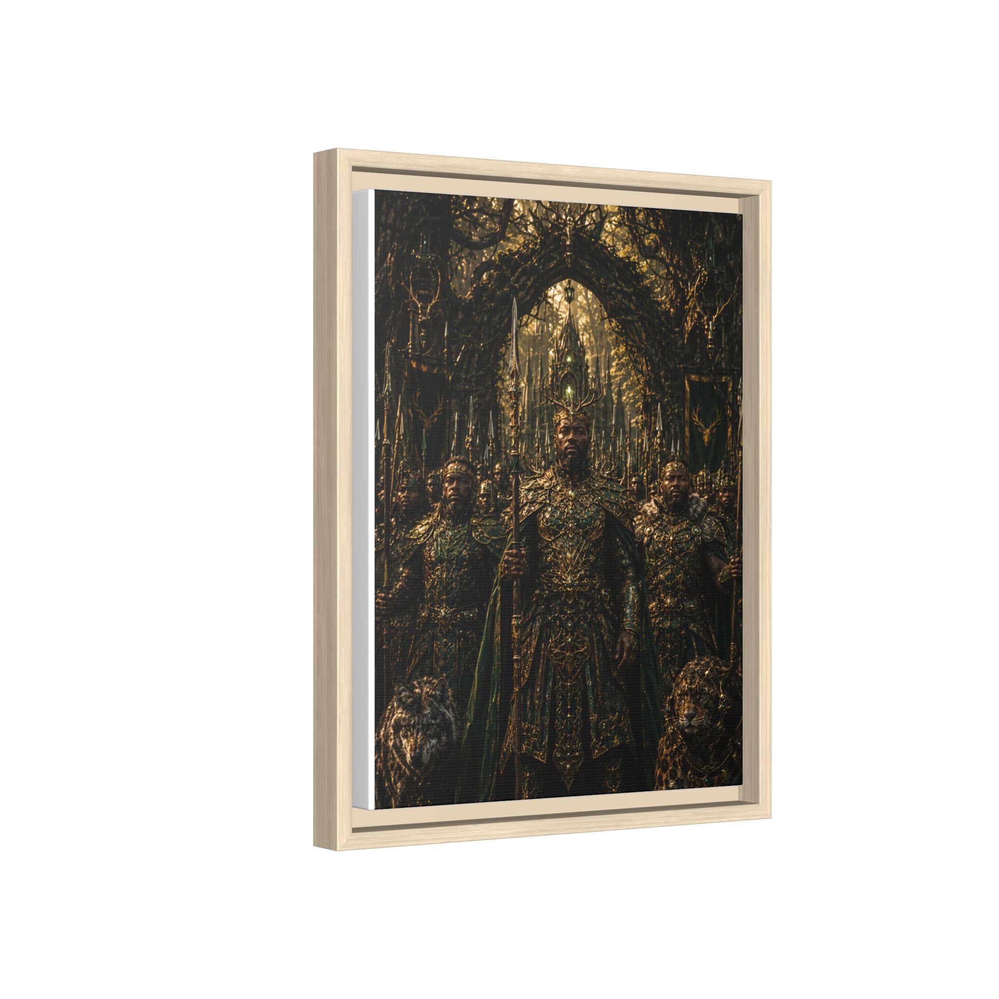 Framed Matte Canvas — Regal Fantasy King in Ornate Armor