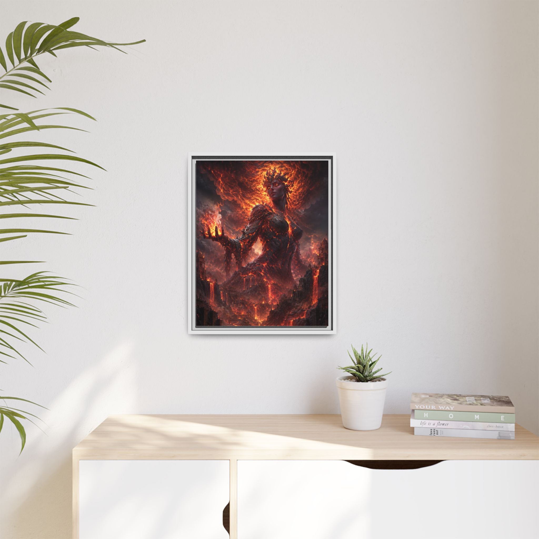 Framed Matte Canvas — Fiery Demon Goddess Wall Art