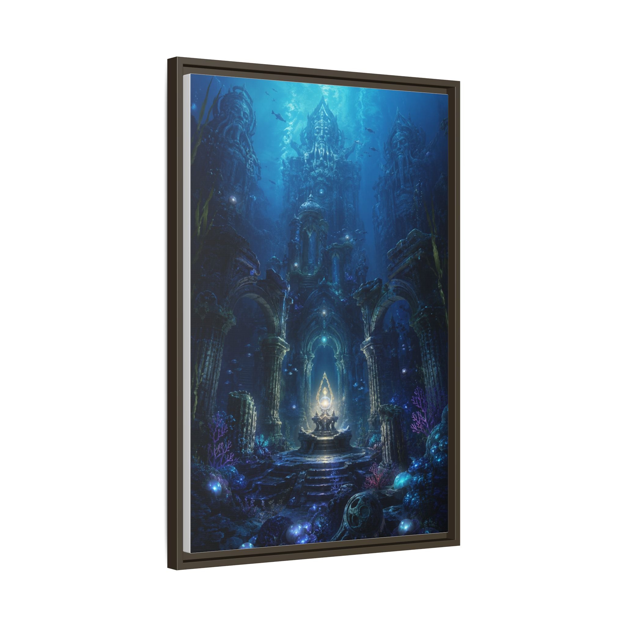 Framed Matte Canvas - Enchanted Underwater Temple Fantasy Art