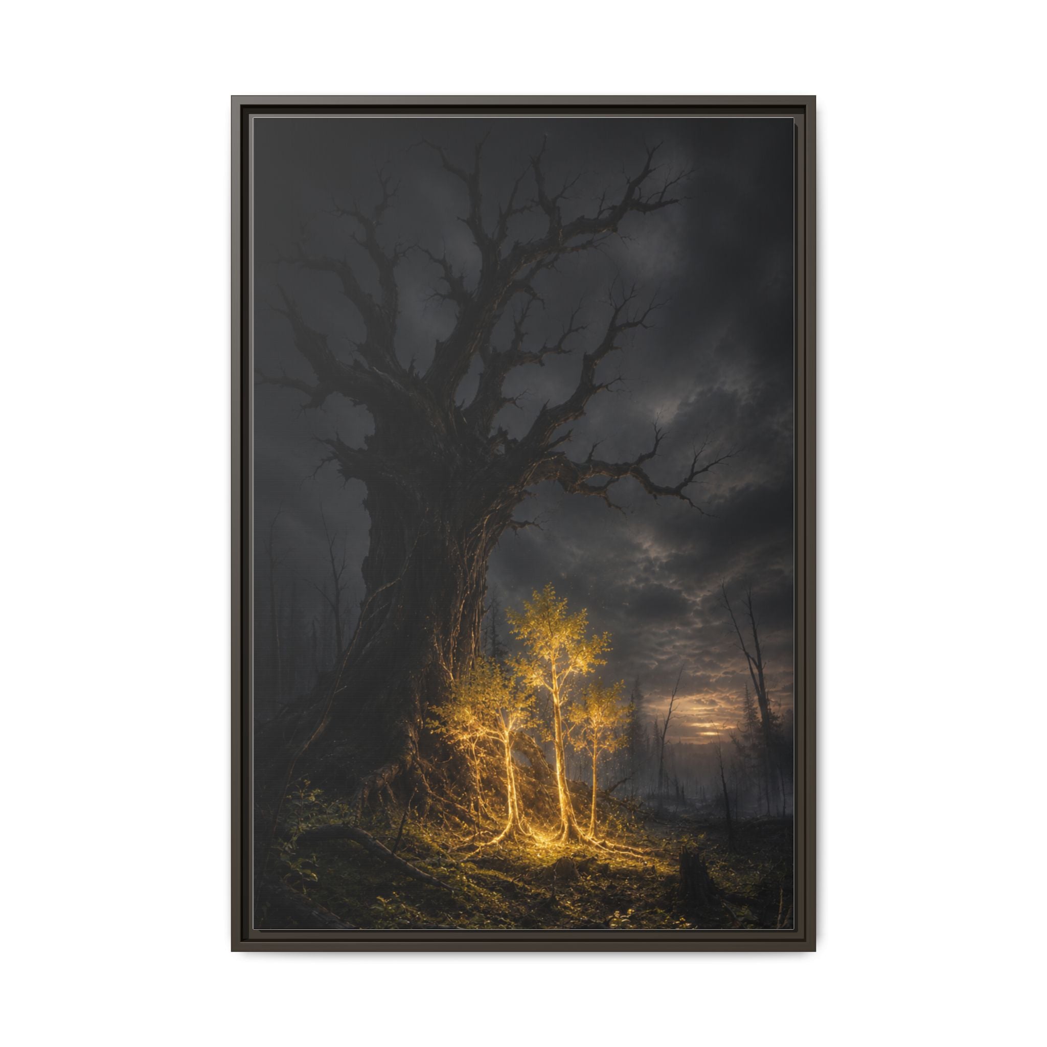 Framed Matte Canvas — Glowing Enchanted Tree Wall Art