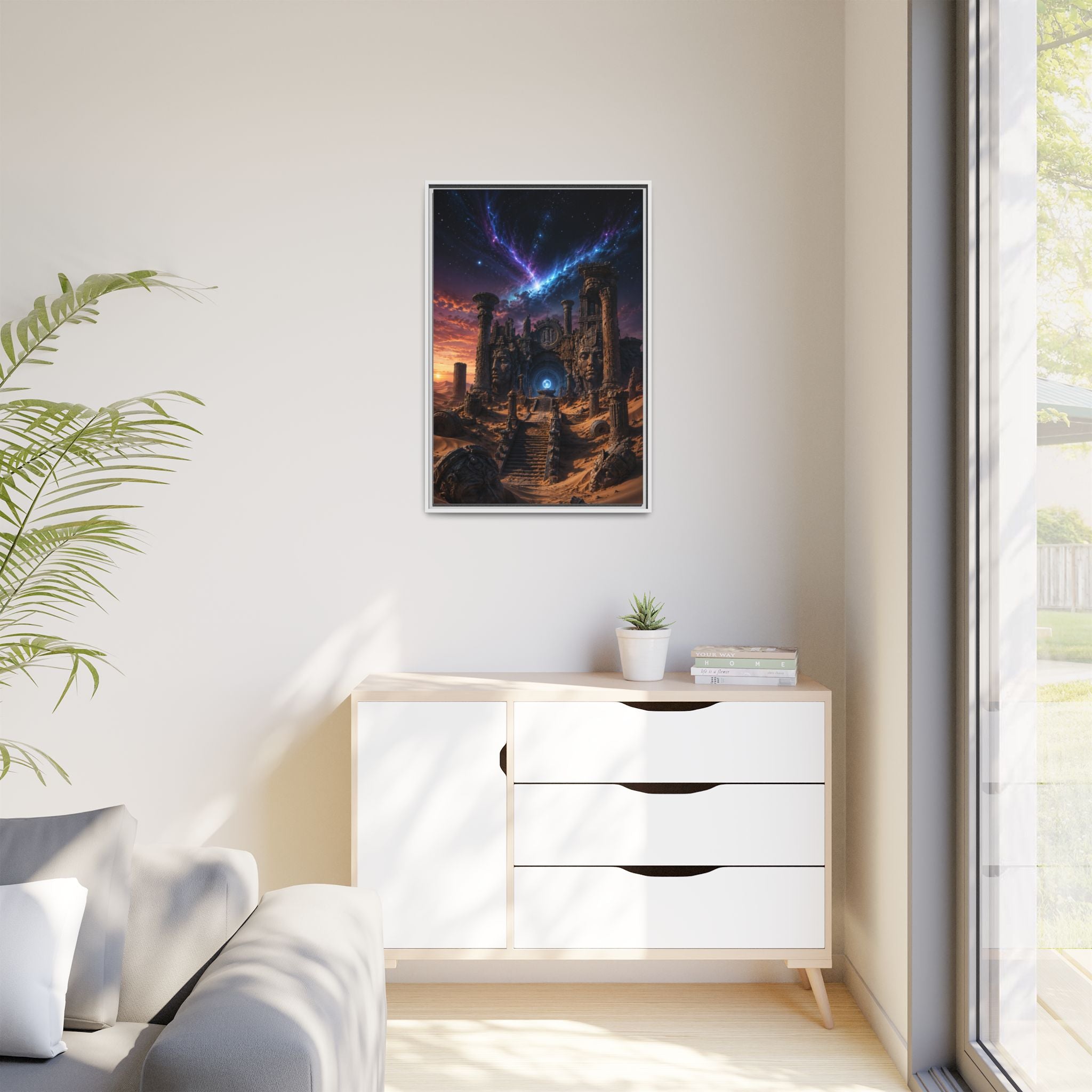 Framed Matte Canvas — Mystical Desert Ruins Nightscape