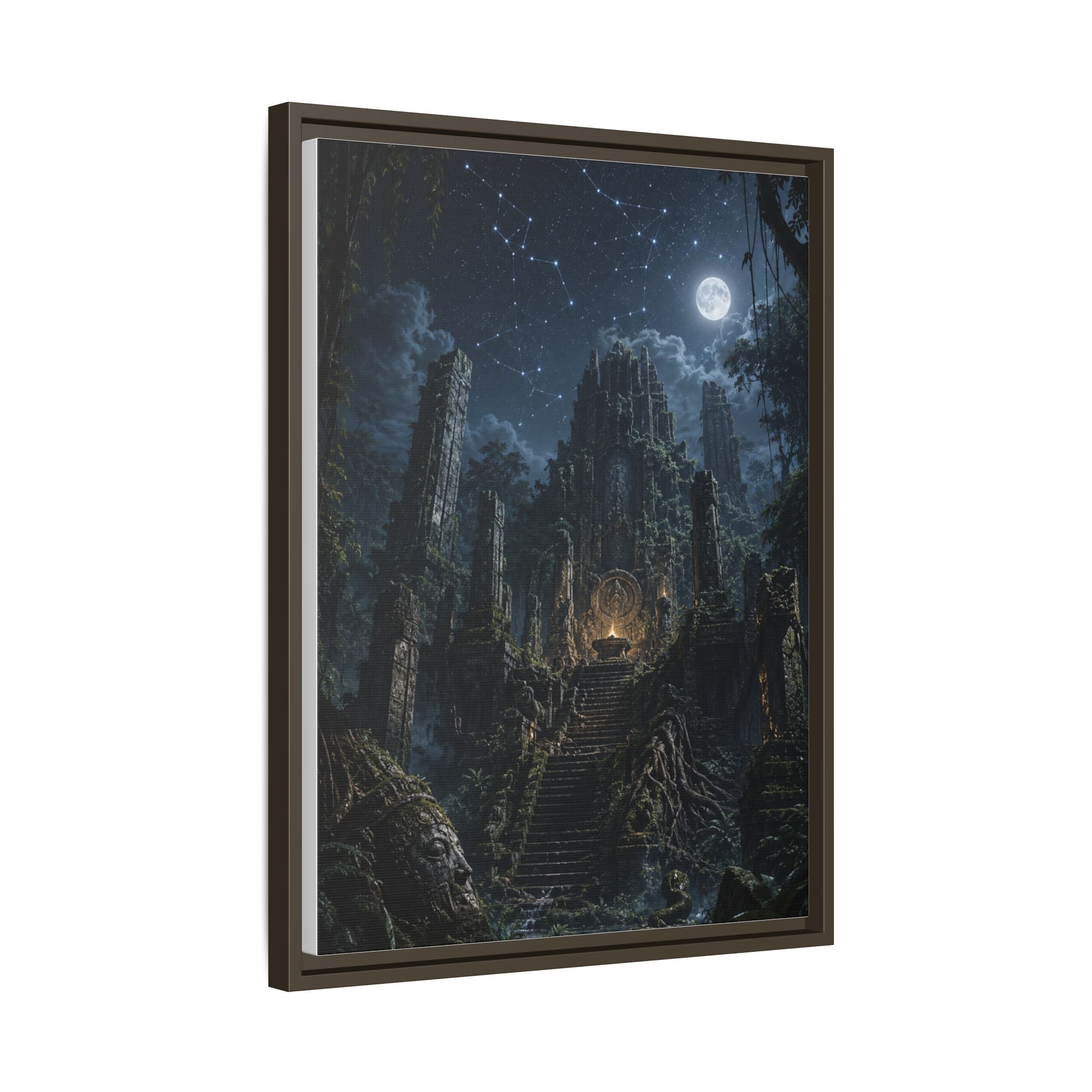 Framed Matte Canvas - Moonlit Ruins Fantasy Wall Art