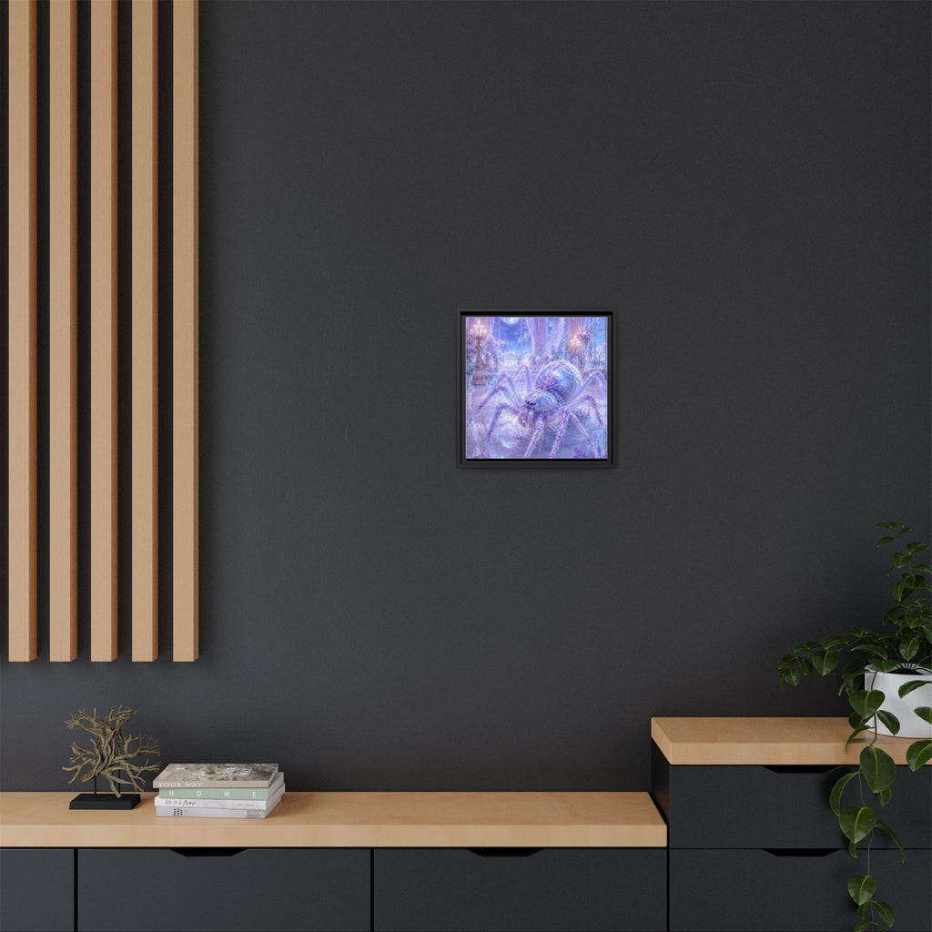 Moonlit Spider Fantasy Canvas Print — Lavender Enchanted Wall Art (Framed)