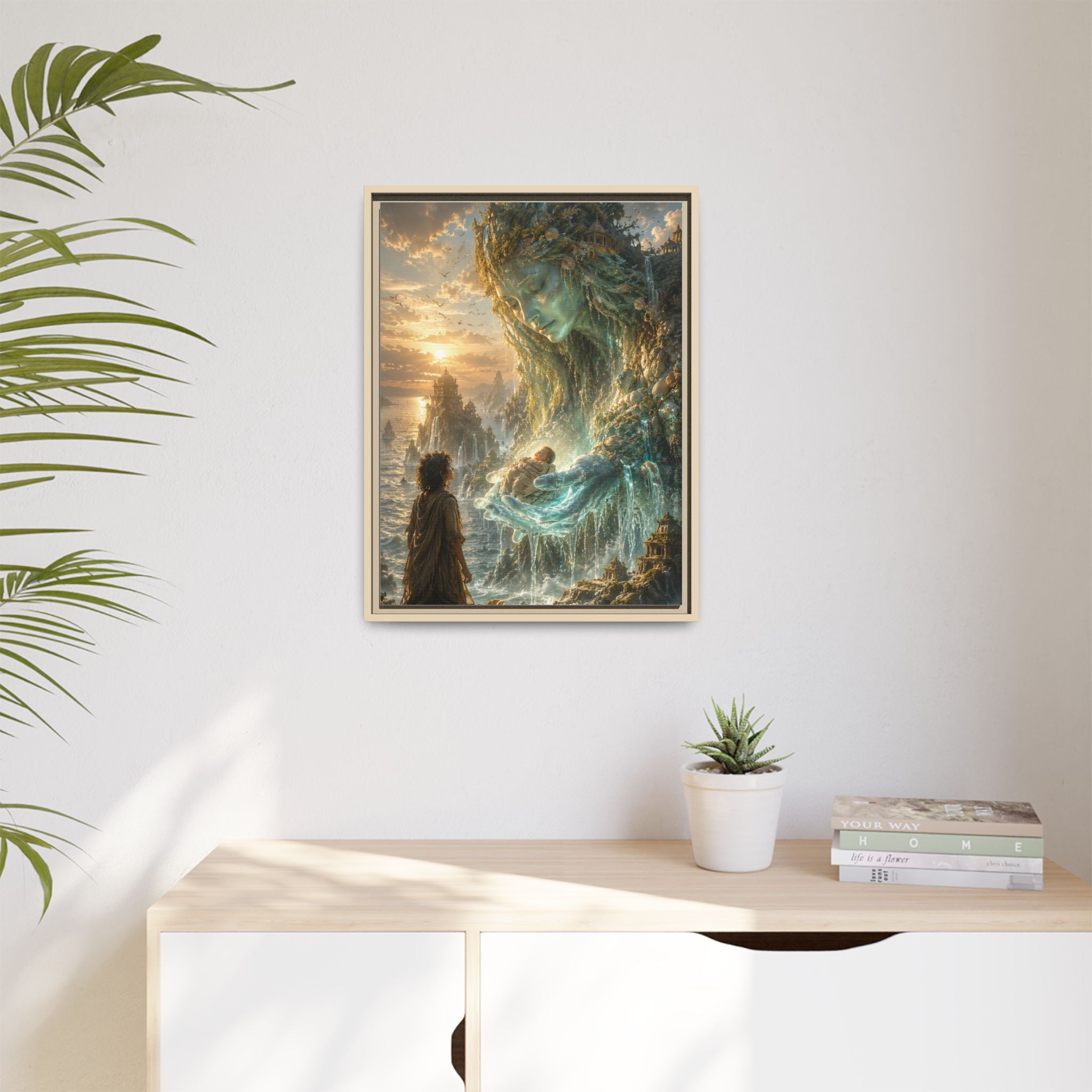 Framed Matte Canvas Print — Ocean Spirit Guardian Fantasy Art