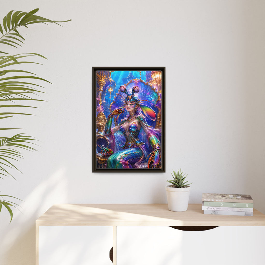 Mermaid Queen Framed Matte Canvas Art — Vibrant Fantasy Underwater Wall Decor
