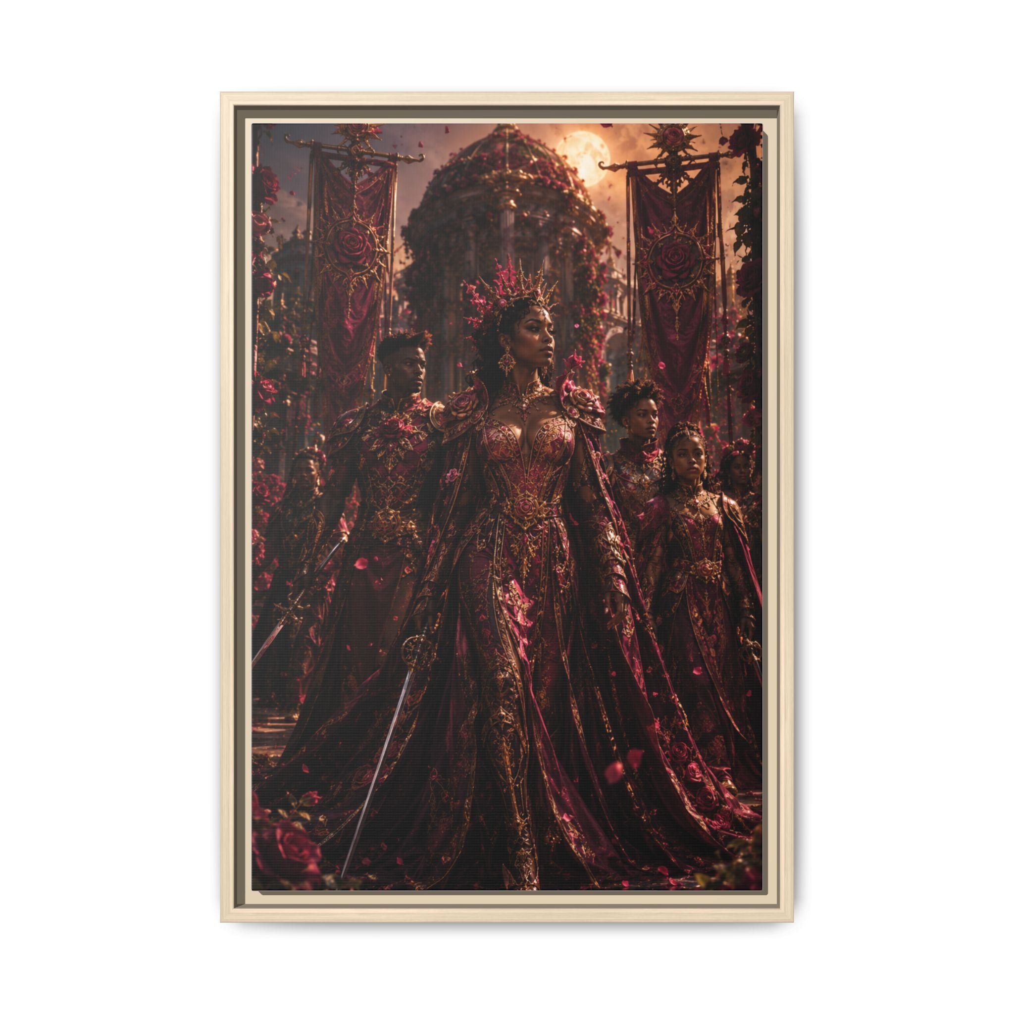 Framed Matte Canvas Art — Regal Fantasy Queen Portrait