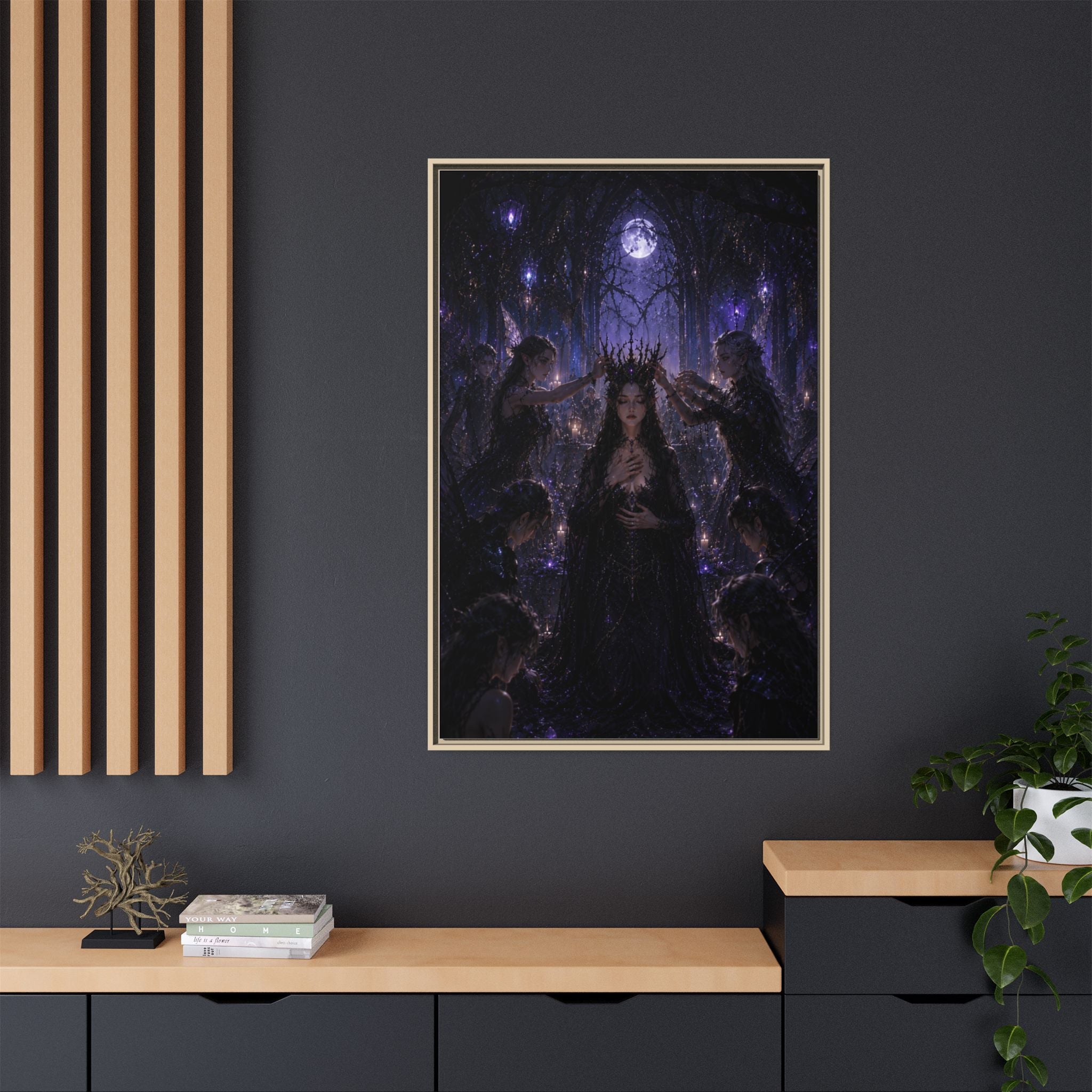 Gothic Moon Queen Framed Canvas Print