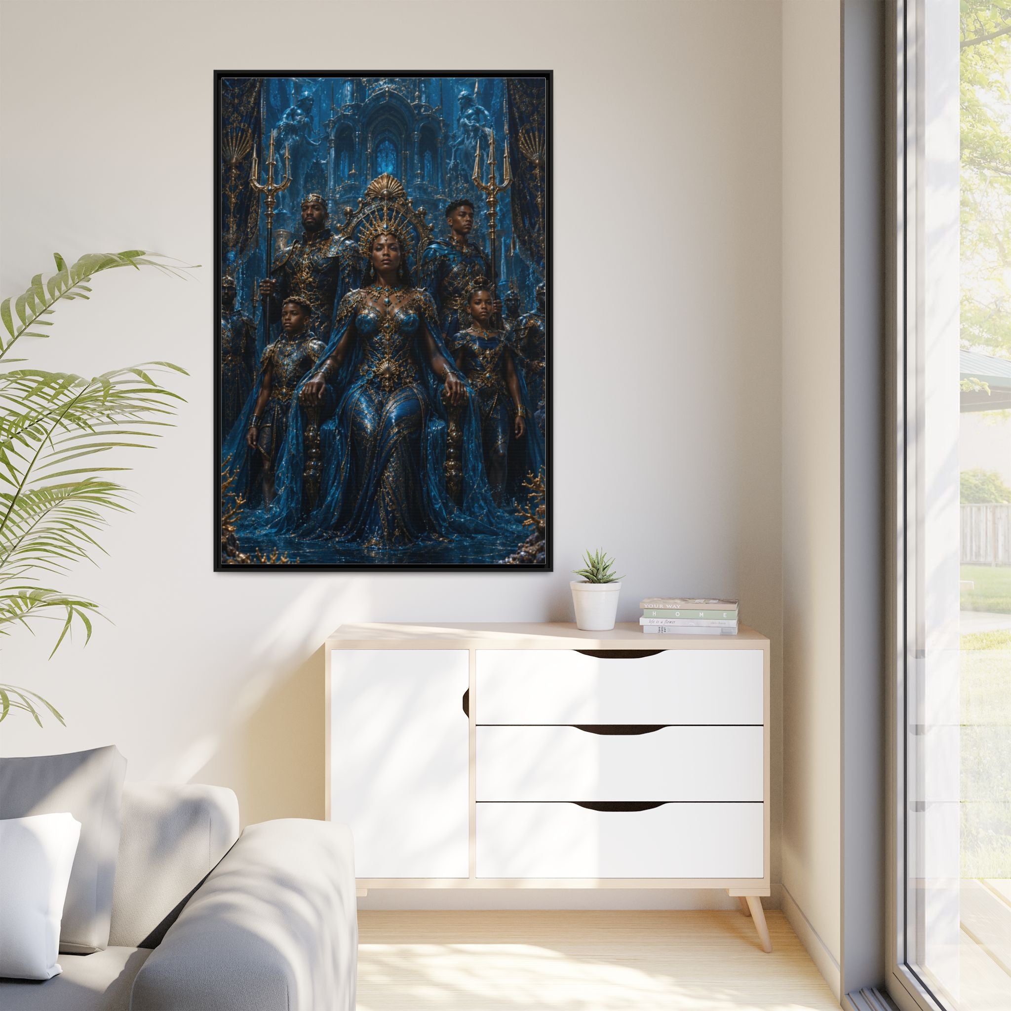 Underwater Queen Matte Framed Canvas — Oceanic Fantasy Wall Art
