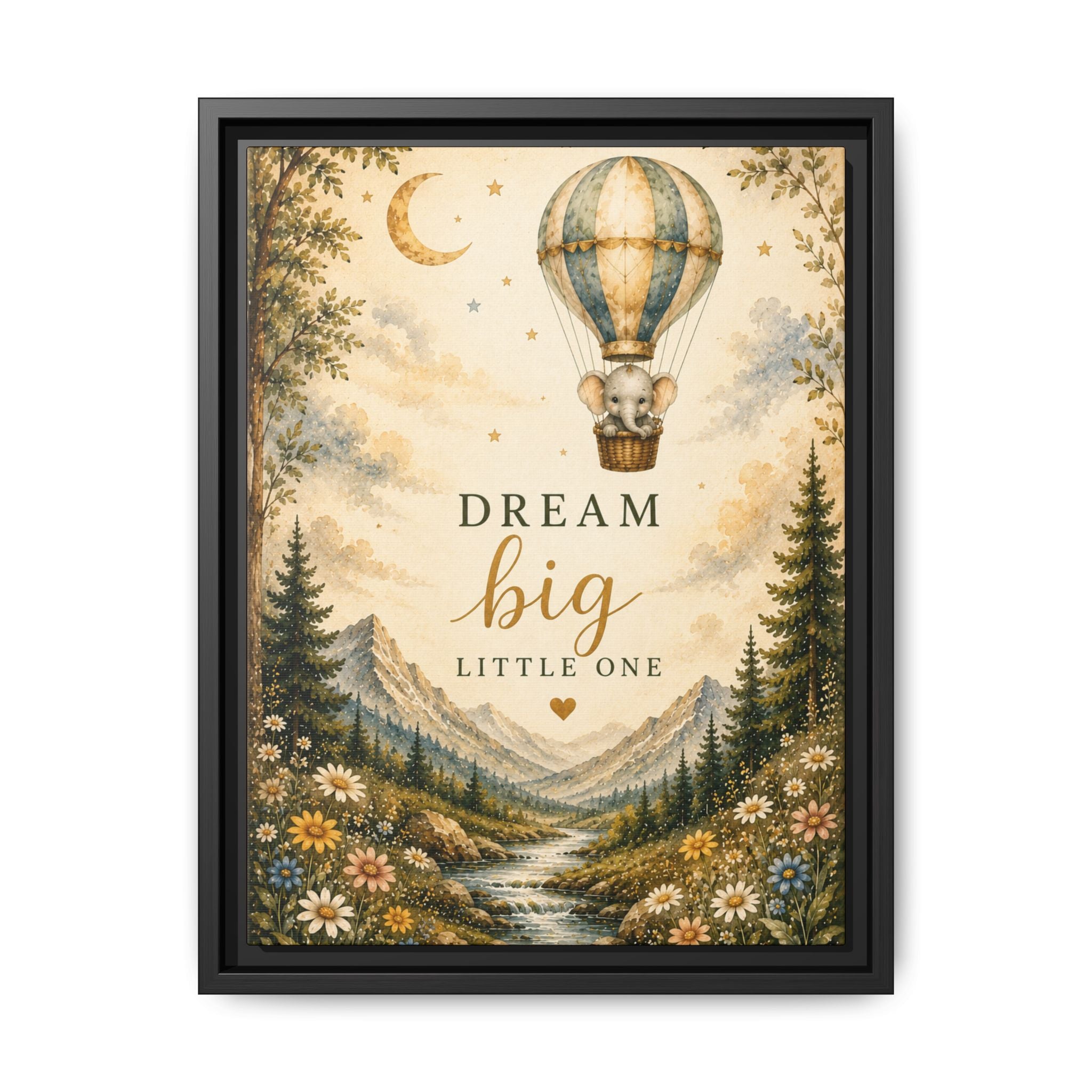 Dream Big Little One Hot Air Balloon Nursery Art Print, Canvas