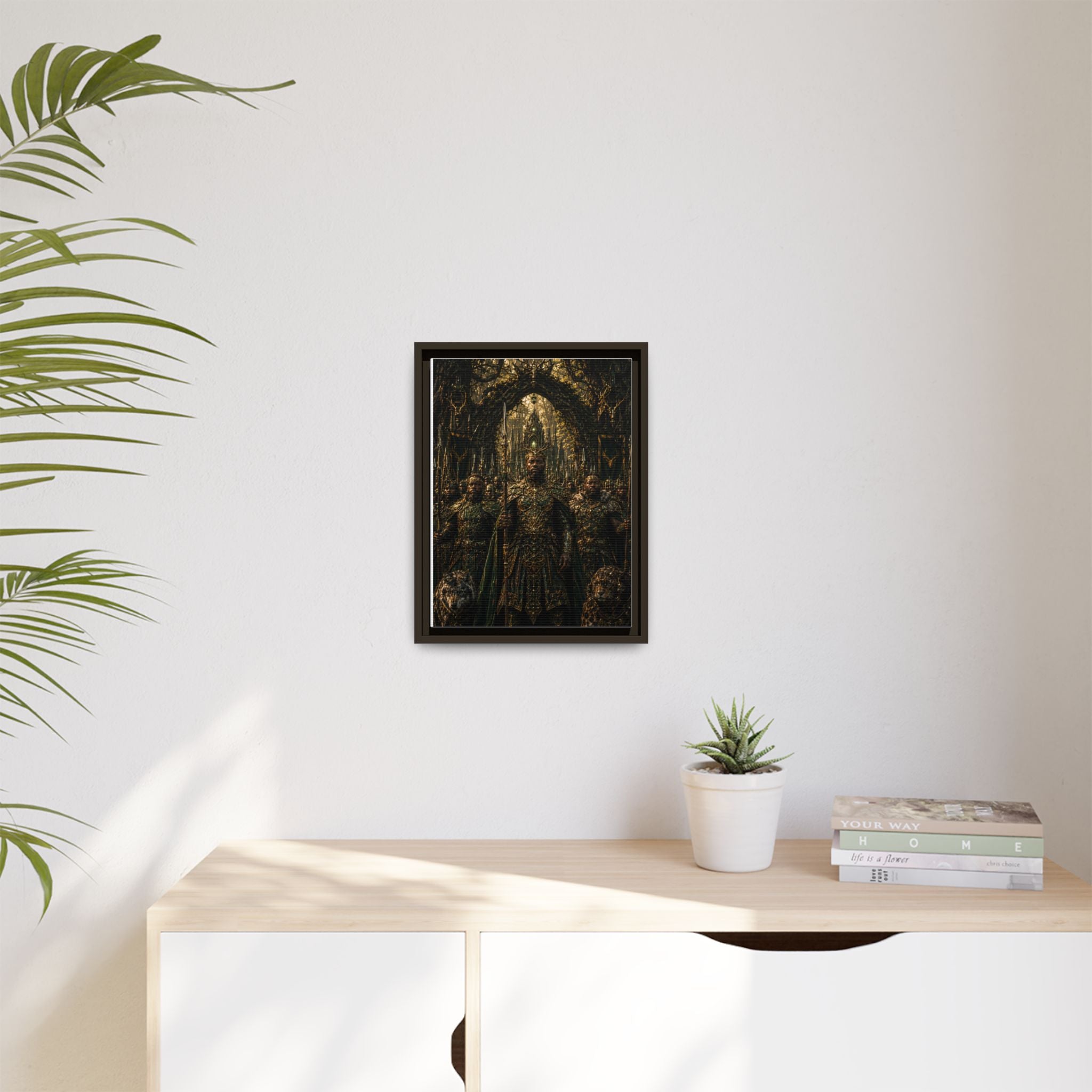 Framed Matte Canvas — Regal Fantasy King in Ornate Armor