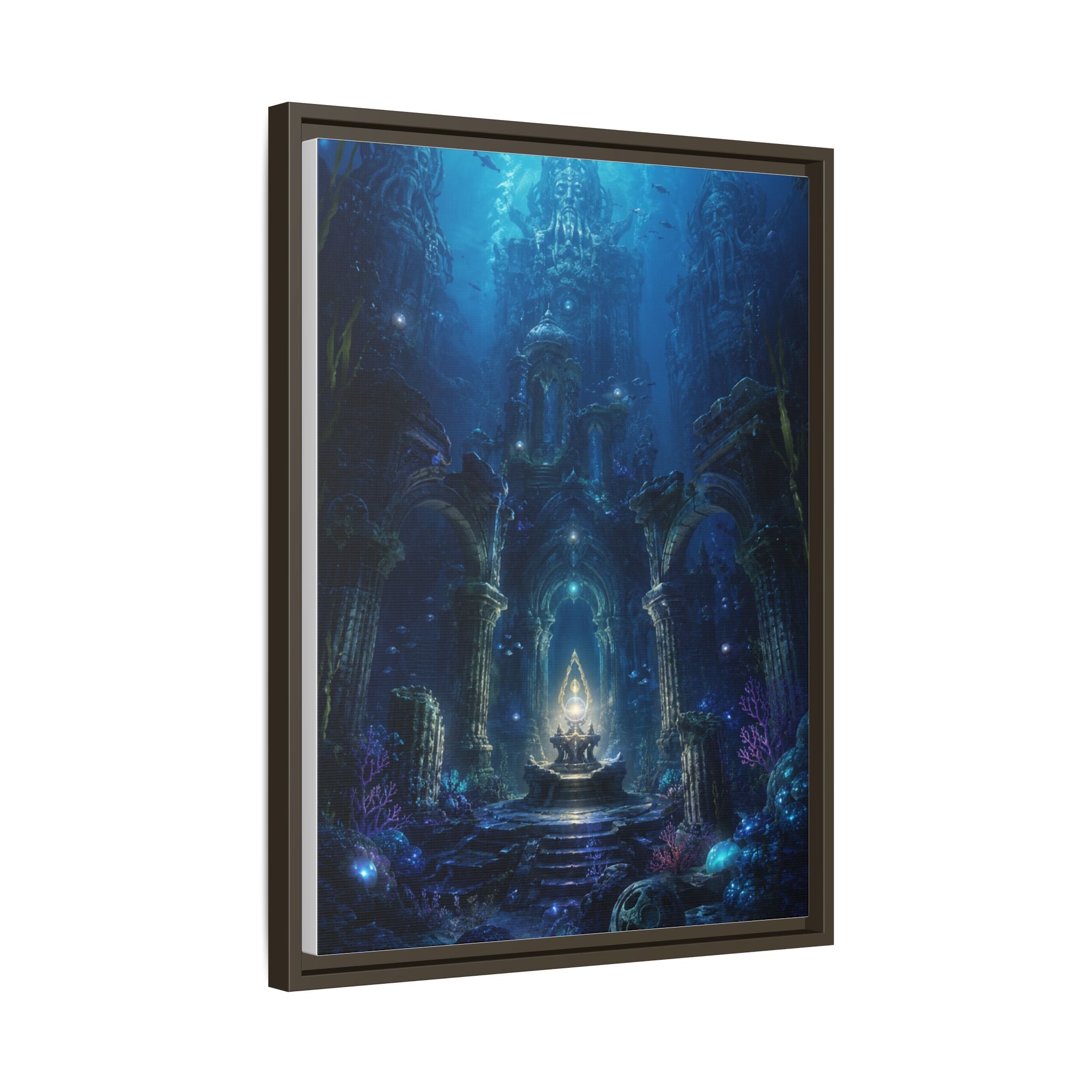 Framed Matte Canvas - Enchanted Underwater Temple Fantasy Art