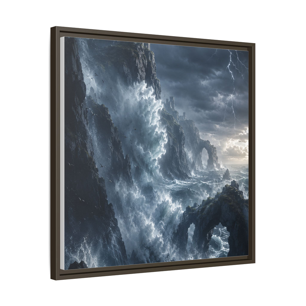 Framed Matte Canvas - Stormy Ocean Fantasy Wall Art