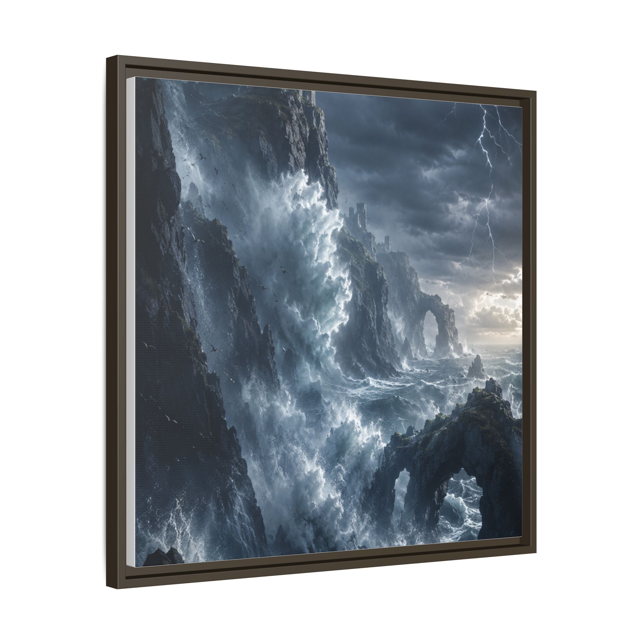 Framed Matte Canvas - Stormy Ocean Fantasy Wall Art