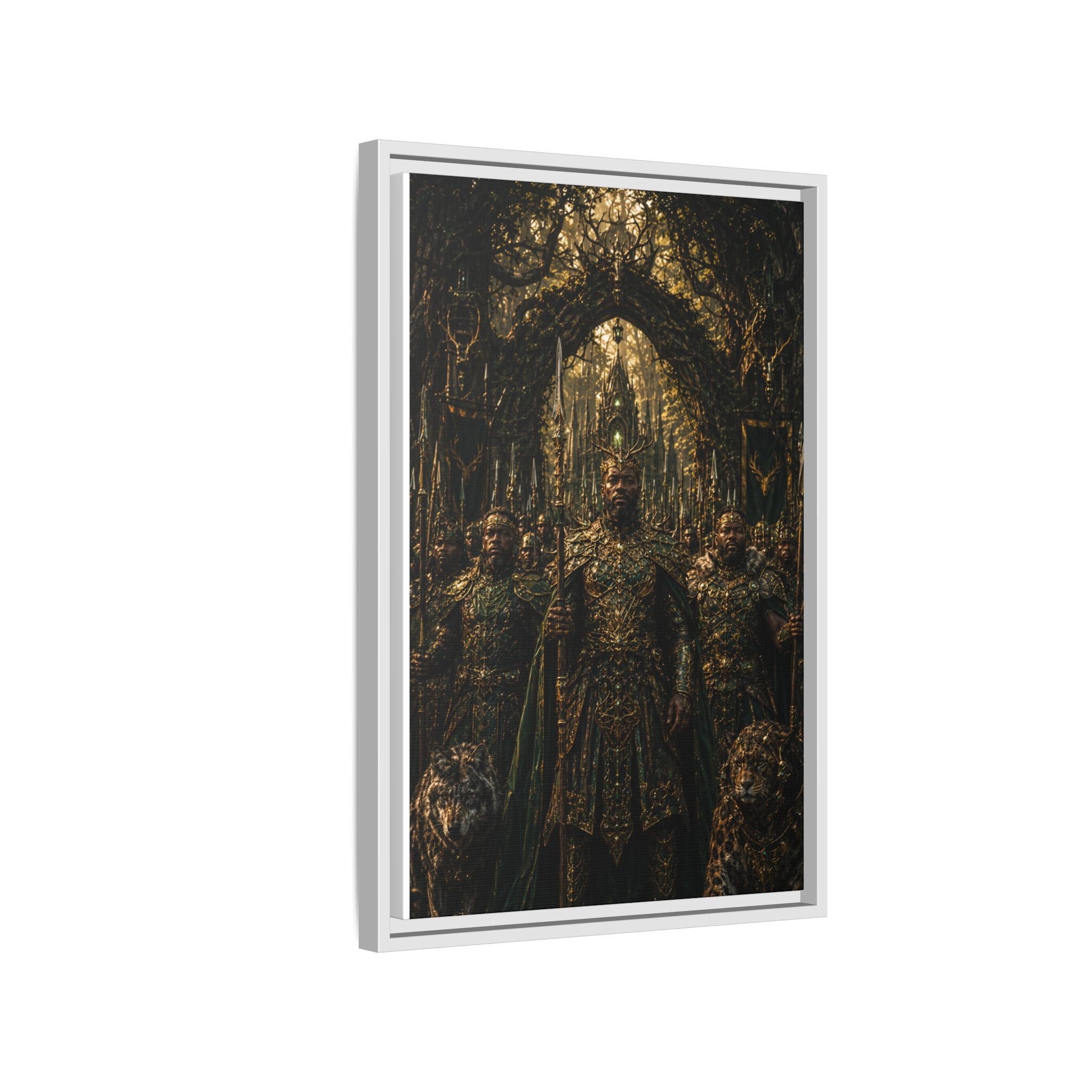 Framed Matte Canvas — Regal Fantasy King in Ornate Armor