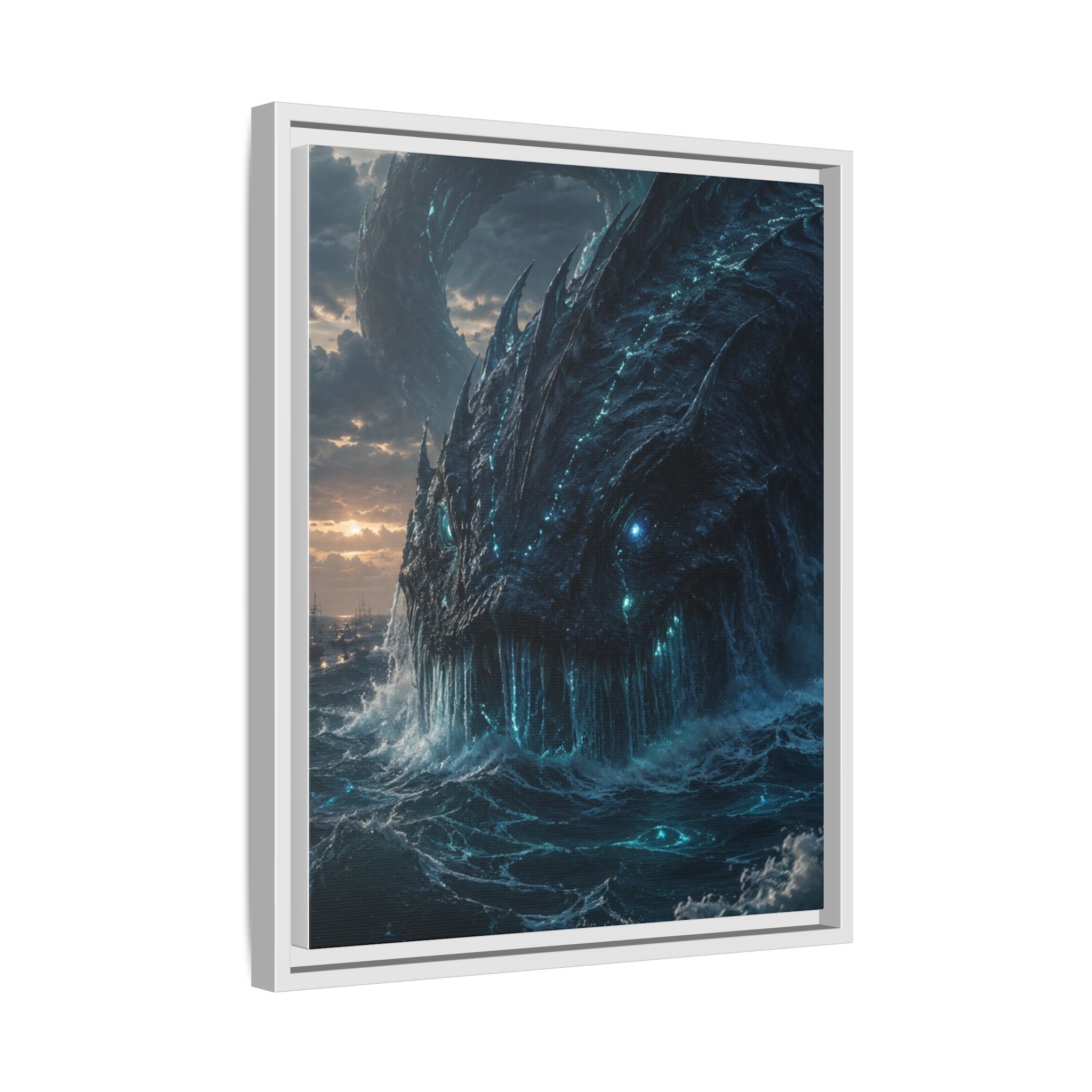 Framed Matte Canvas - Mythic Sea Leviathan Wall Art