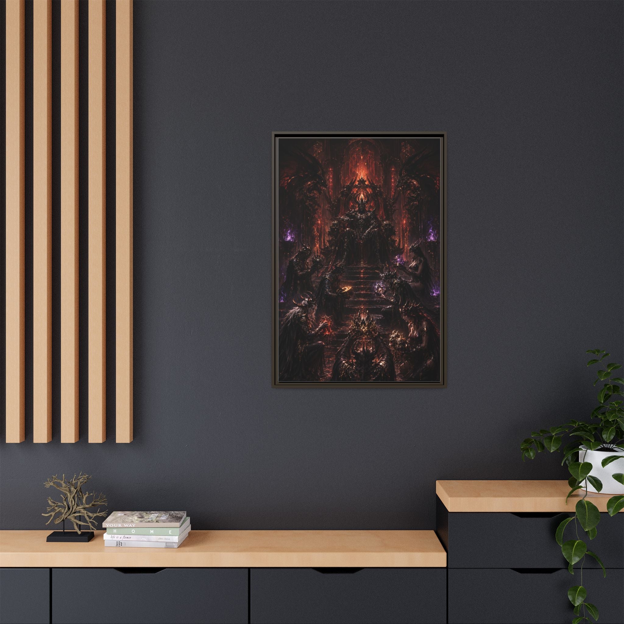 Dark Fantasy Throne Room Matte Canvas Print (Framed)