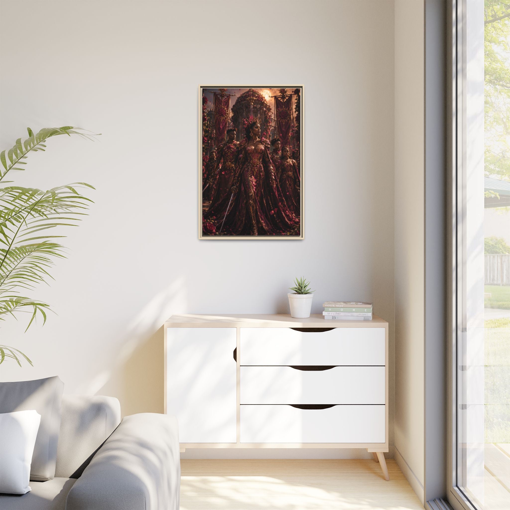 Framed Matte Canvas Art — Regal Fantasy Queen Portrait