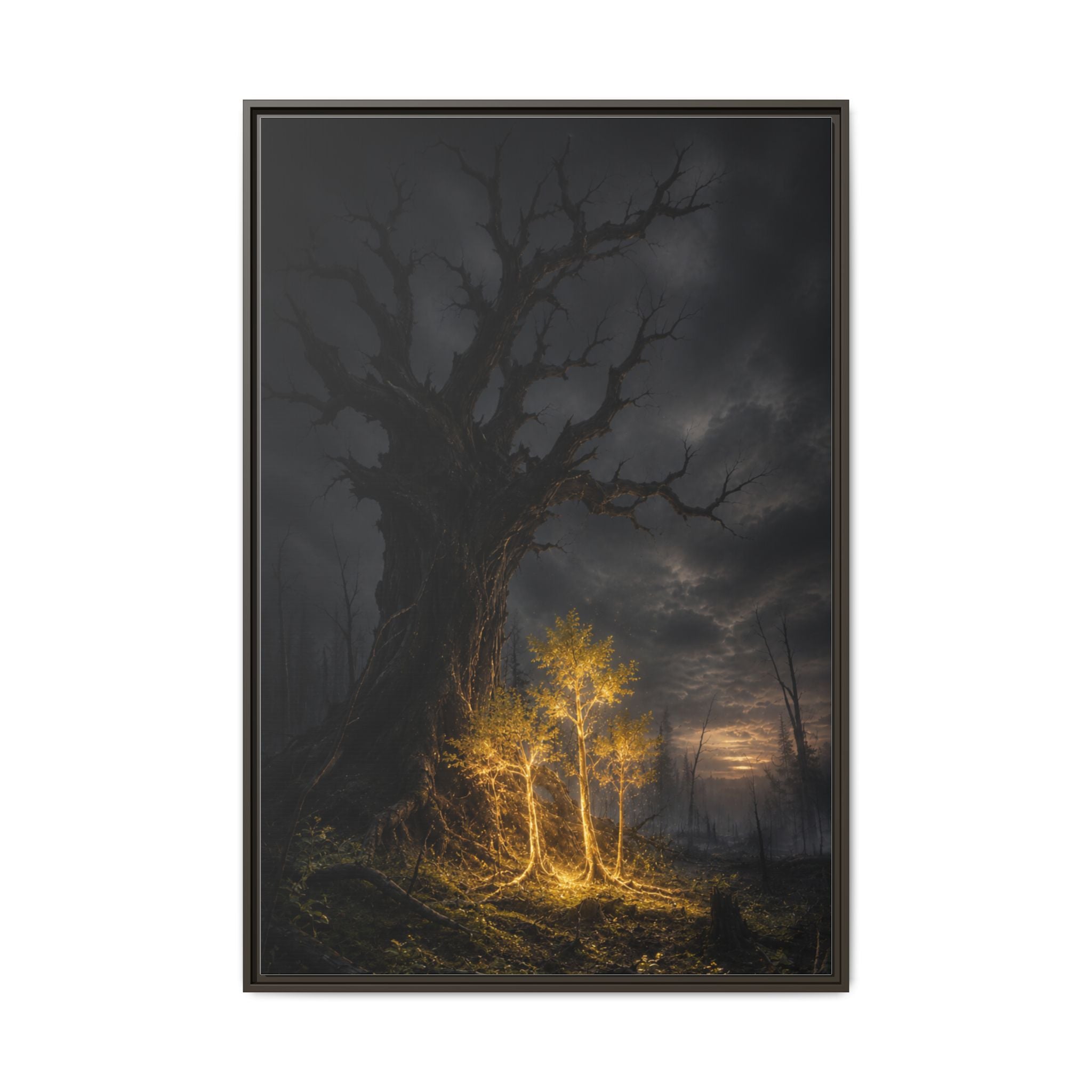 Framed Matte Canvas — Glowing Enchanted Tree Wall Art
