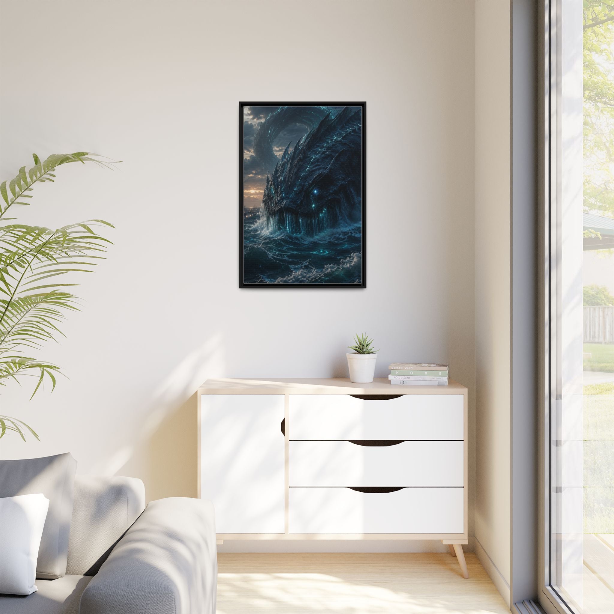 Framed Matte Canvas - Mythic Sea Leviathan Wall Art