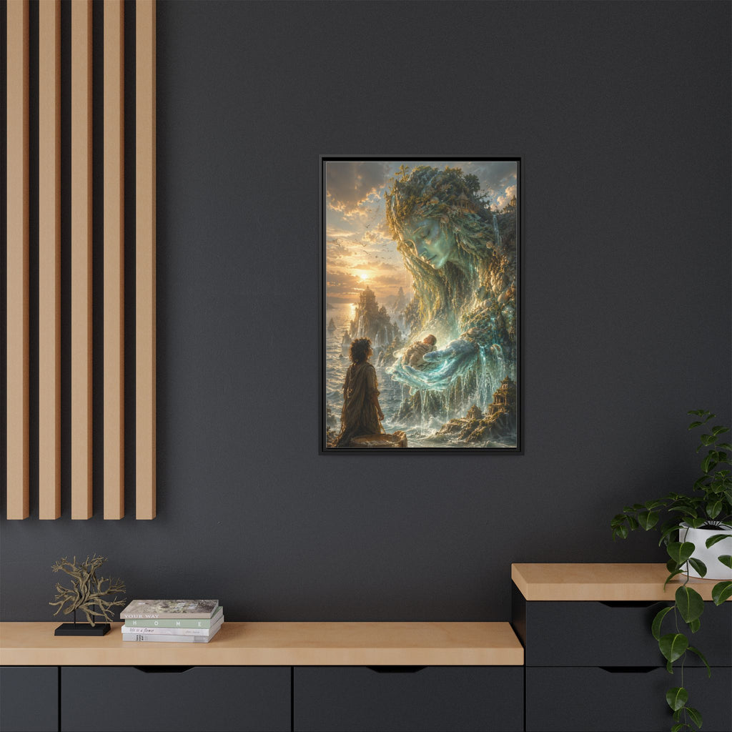 Framed Matte Canvas Print — Ocean Spirit Guardian Fantasy Art