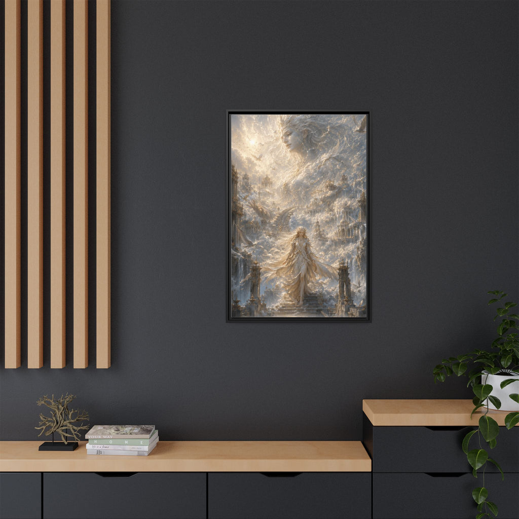 Ethereal Goddess Matte Framed Canvas Art — Dreamlike Fantasy Wall Decor