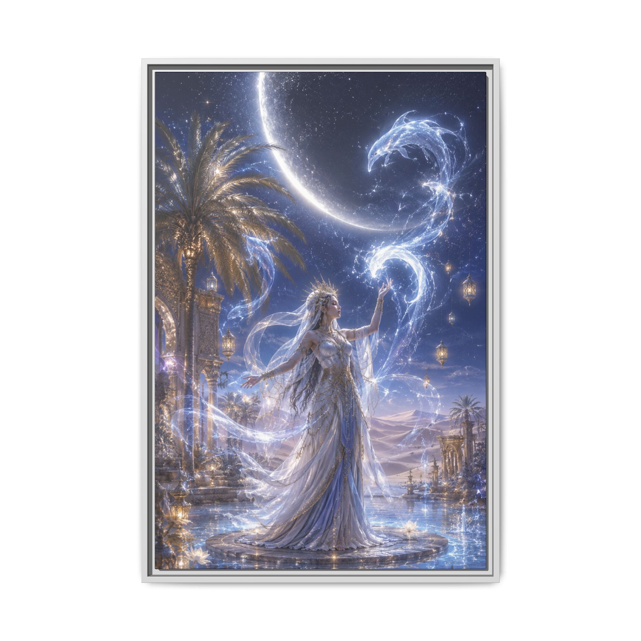 Celestial Goddess Fine Art Paper Print — Mystic Moonlight Wall Decor