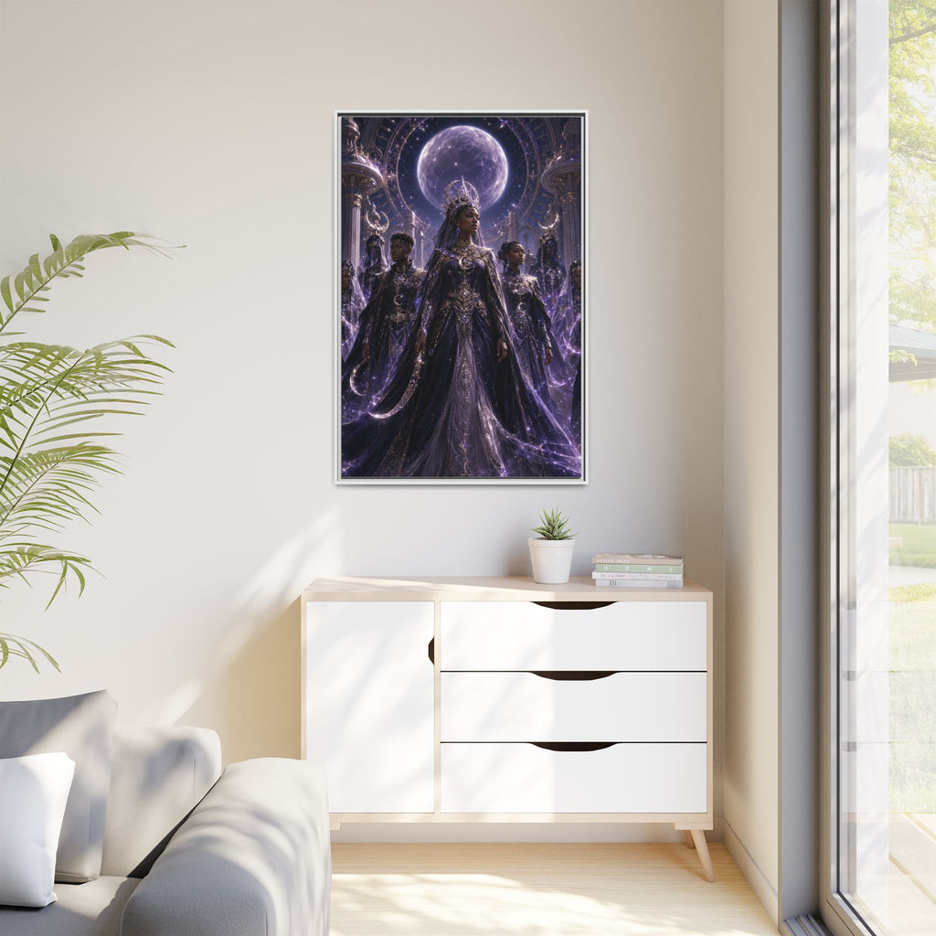 Mystic Moon Queen Framed Matte Canvas Print — Fantasy Royalty Wall Art