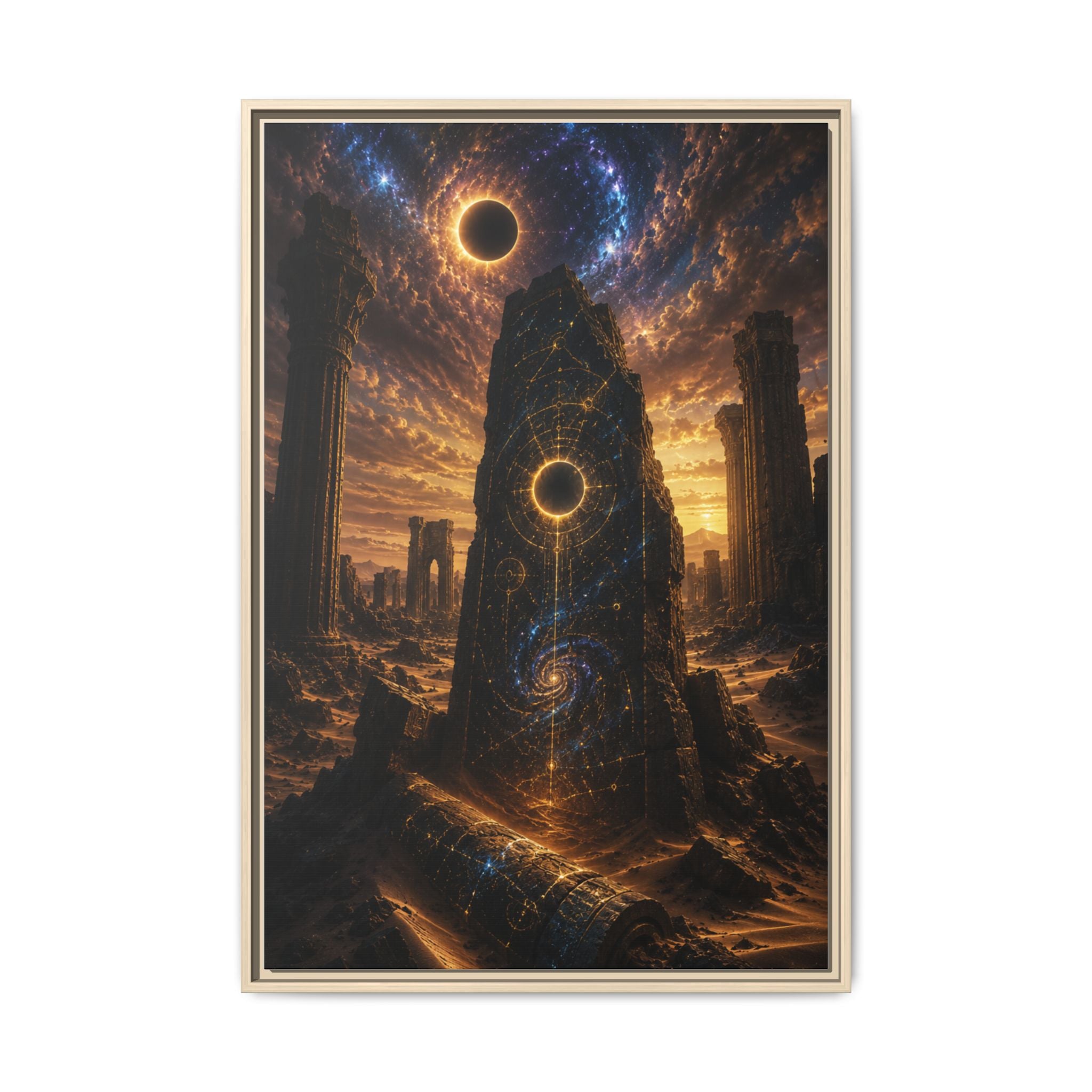 Framed Matte Canvas - Cosmic Obelisk Fantasy Wall Art