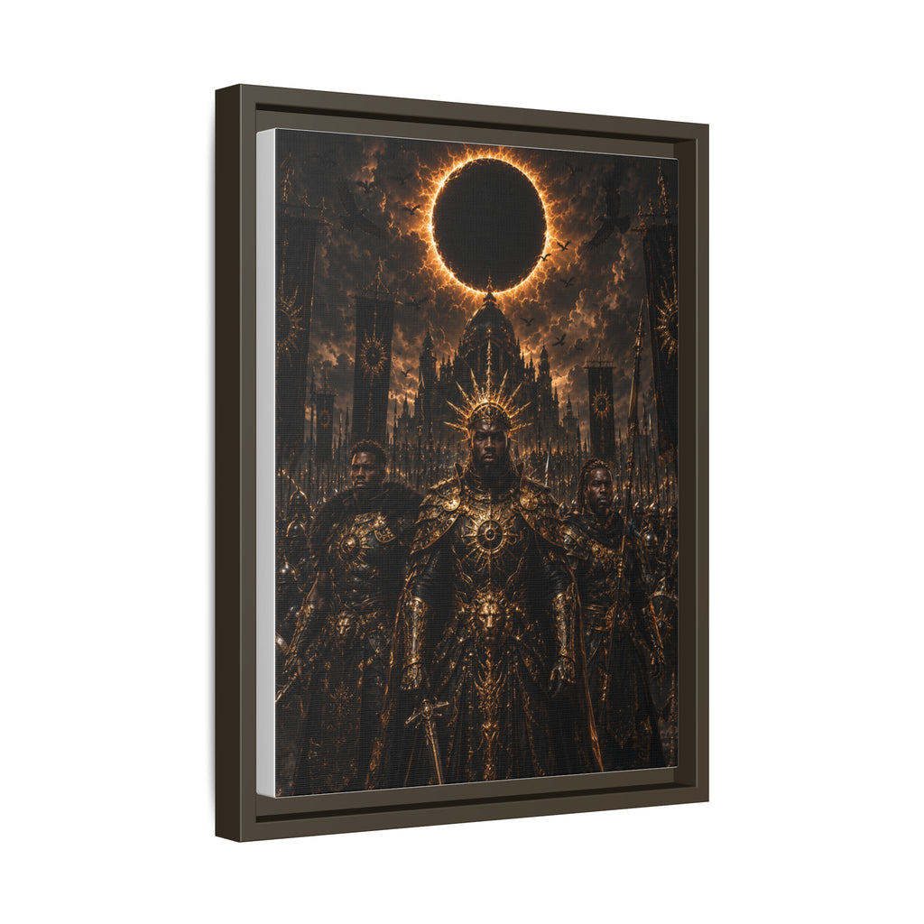 Dark Solar Eclipse Warrior Matte Canvas Framed Art Print