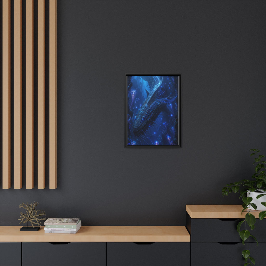 Framed Matte Canvas Art - Deep Sea Leviathan Fantasy Print