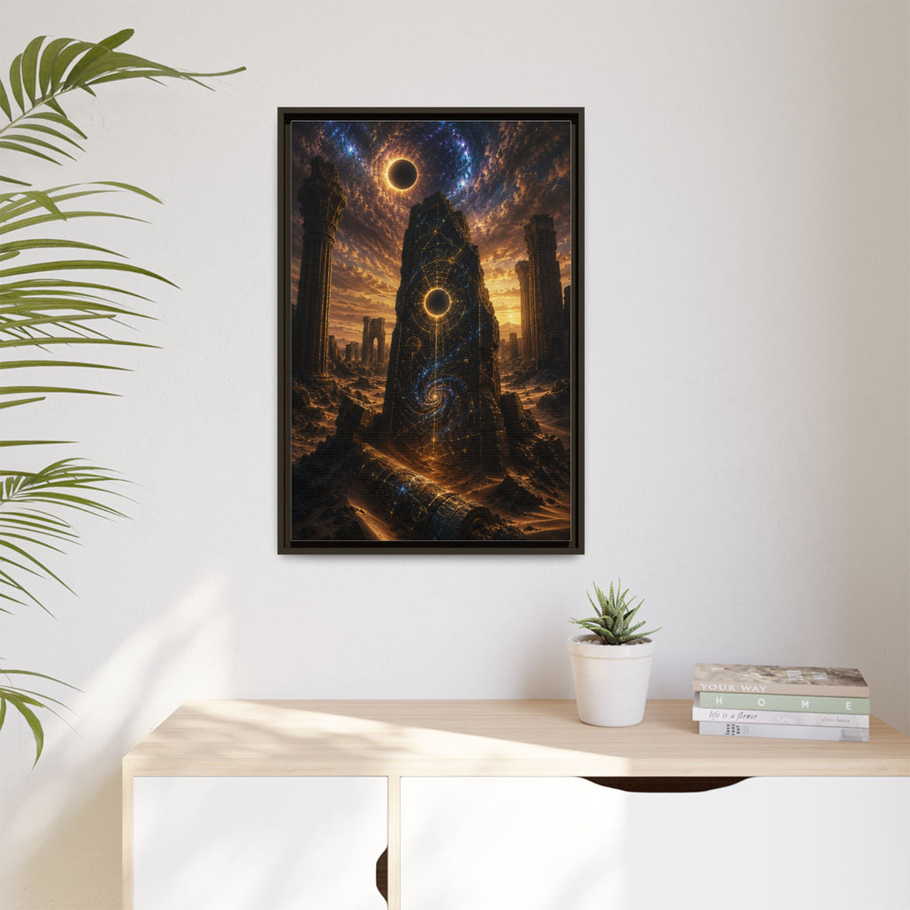 Framed Matte Canvas - Cosmic Obelisk Fantasy Wall Art