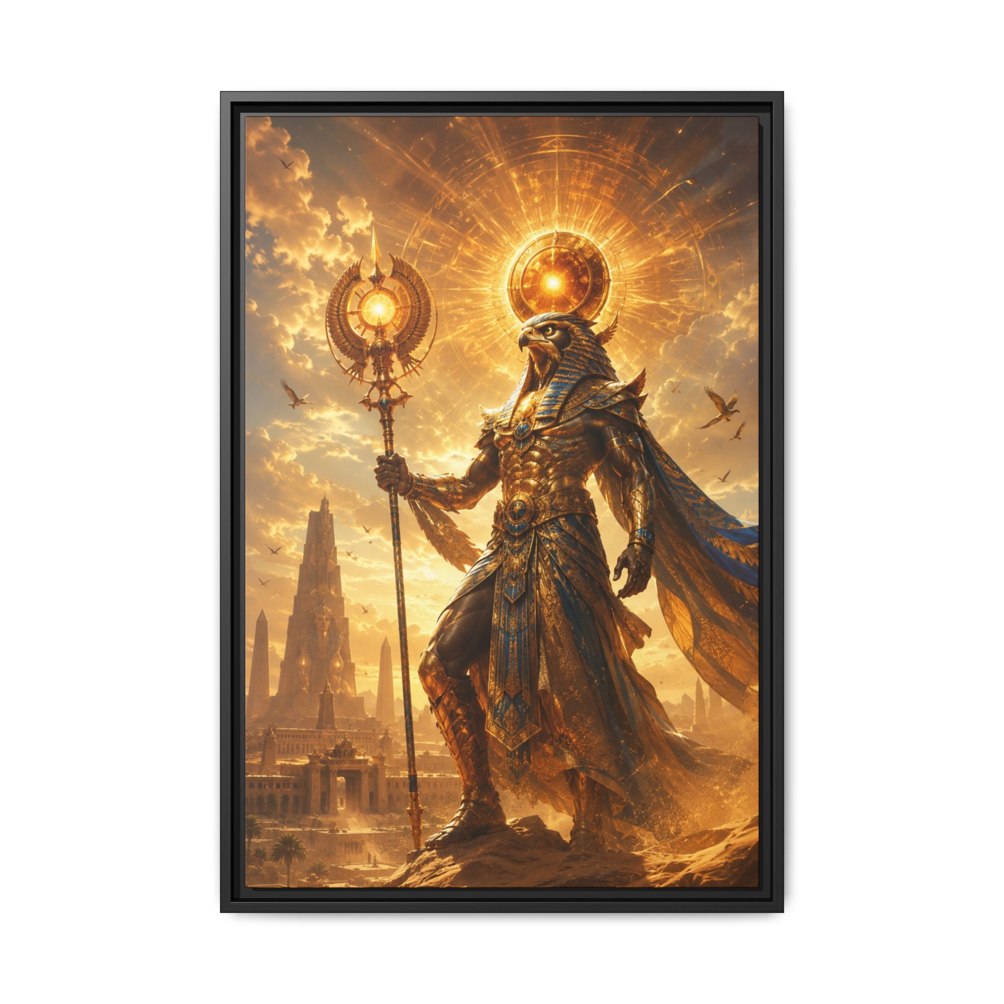 Egyptian Sun God Fine Art Paper Print Wall Art — Mythic Pharaoh Decorative Print