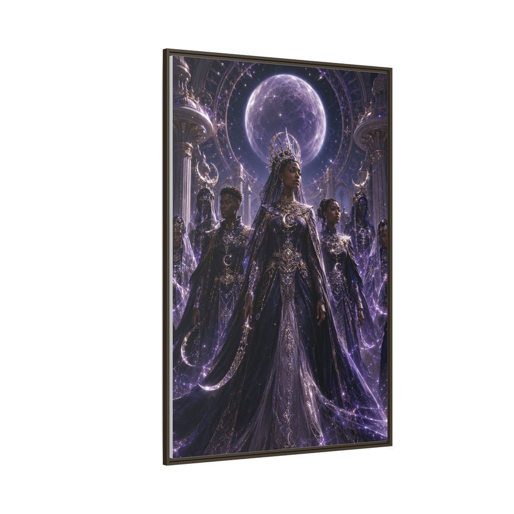 Mystic Moon Queen Framed Matte Canvas Print — Fantasy Royalty Wall Art