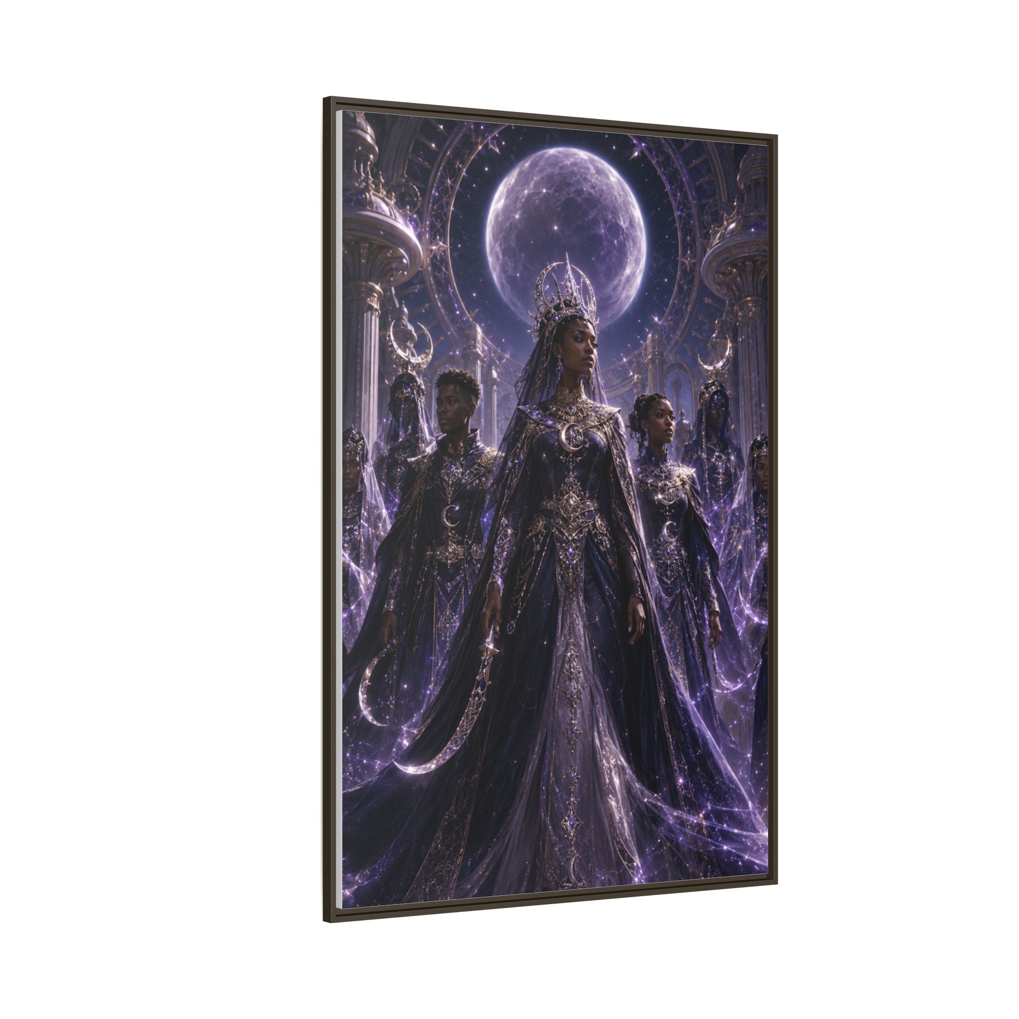 Mystic Moon Queen Framed Matte Canvas Print — Fantasy Royalty Wall Art