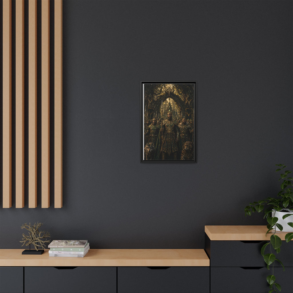 Framed Matte Canvas — Regal Fantasy King in Ornate Armor