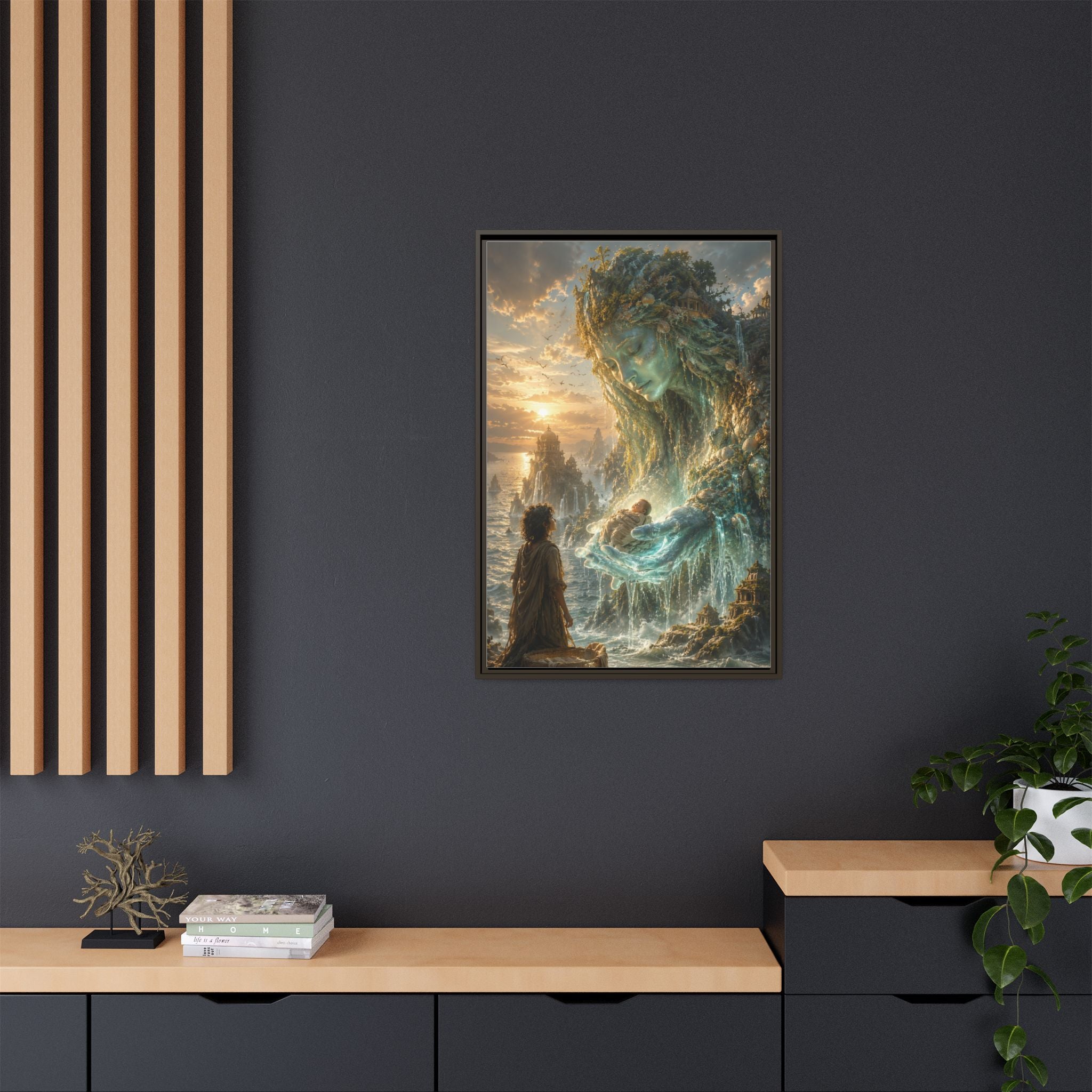 Framed Matte Canvas Print — Ocean Spirit Guardian Fantasy Art