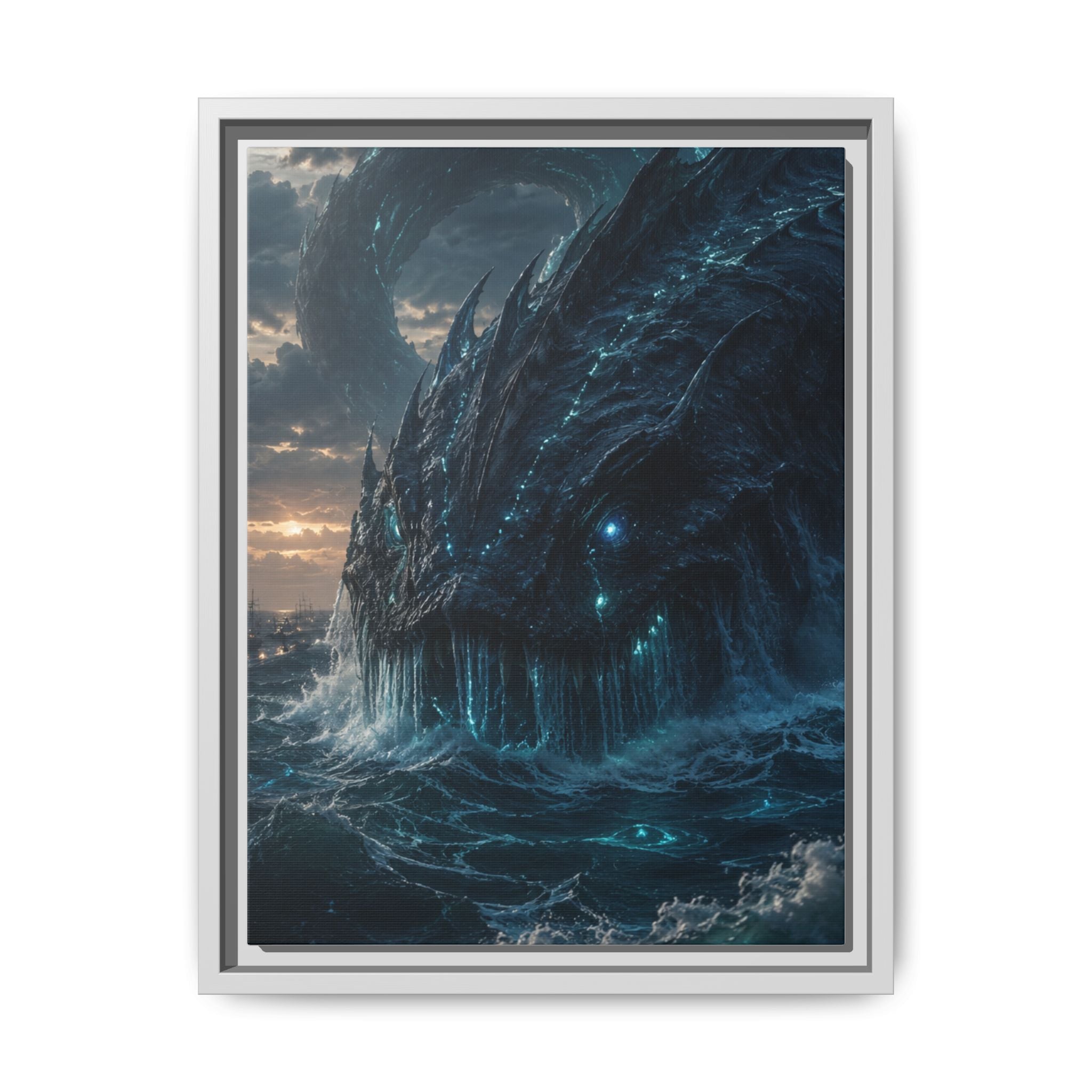 Framed Matte Canvas - Mythic Sea Leviathan Wall Art