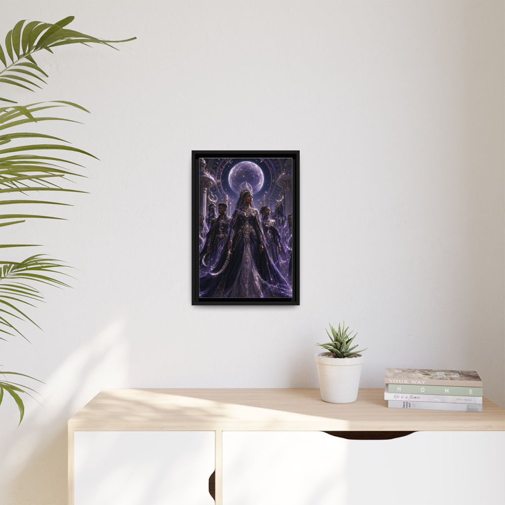 Mystic Moon Queen Framed Matte Canvas Print — Fantasy Royalty Wall Art
