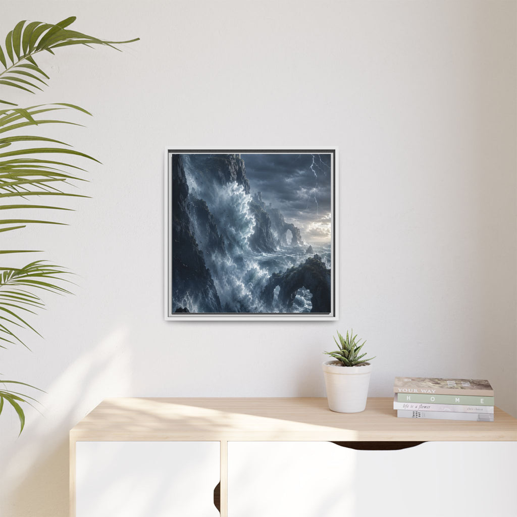 Framed Matte Canvas - Stormy Ocean Fantasy Wall Art