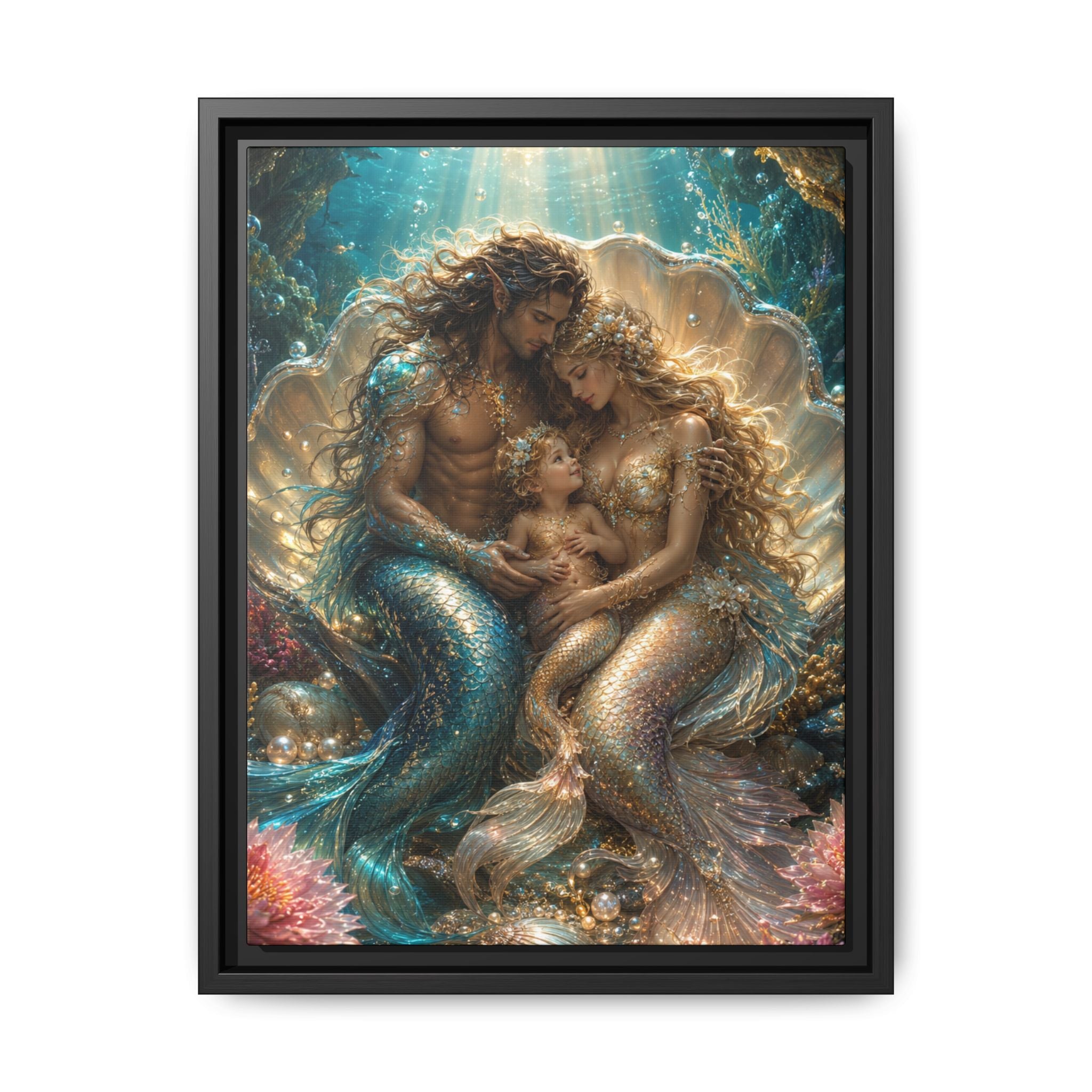 Mermaid Family Art Print — Oceanic Fantasy Fine Art Wall Decor Fine Art Paper Print