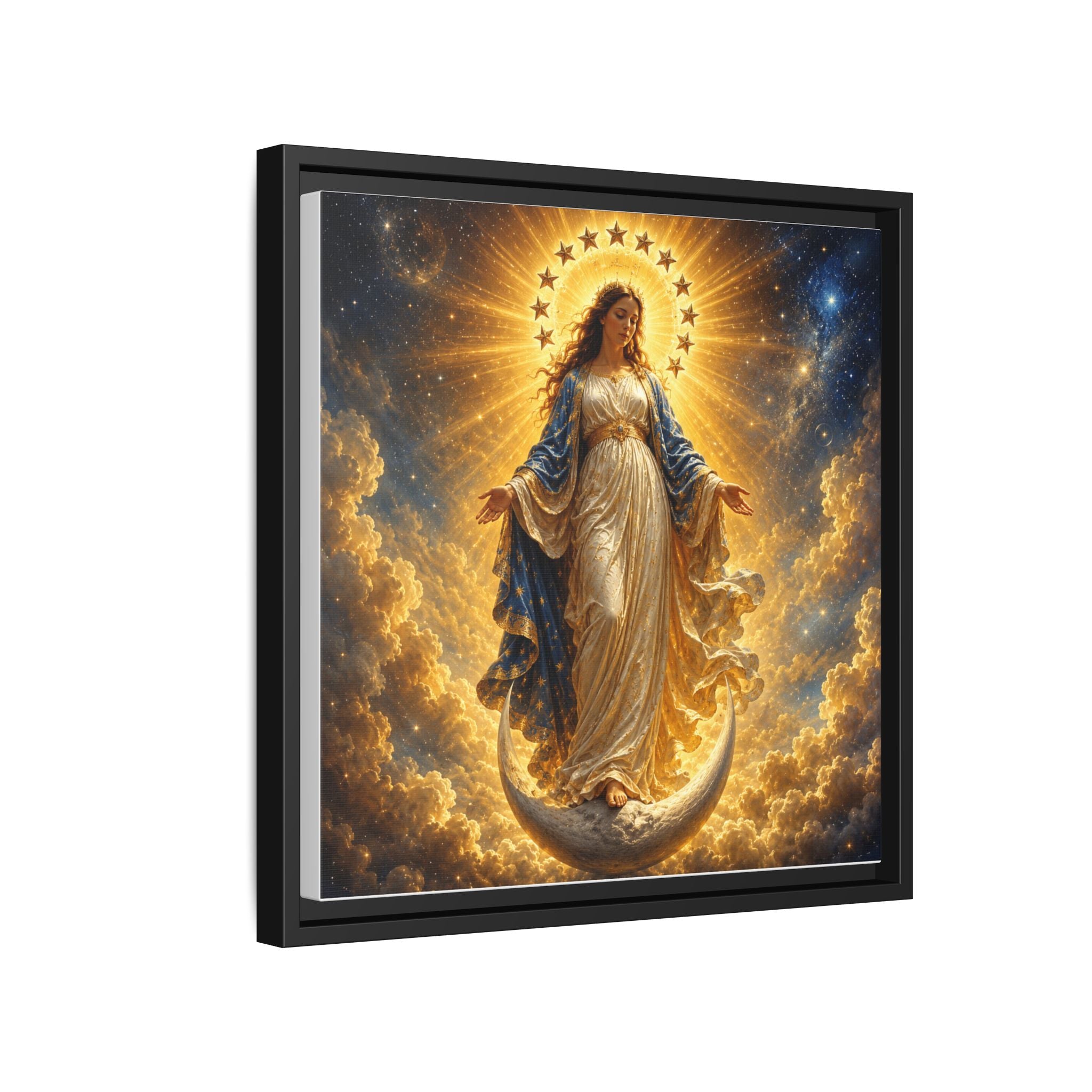Madonna and Childlike Grace Framed Matte Canvas – Radiant Virgin Mary Wall Art