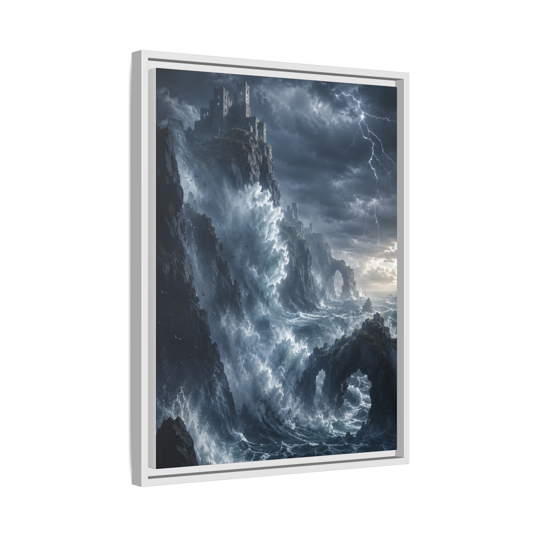 Framed Matte Canvas - Stormy Ocean Fantasy Wall Art