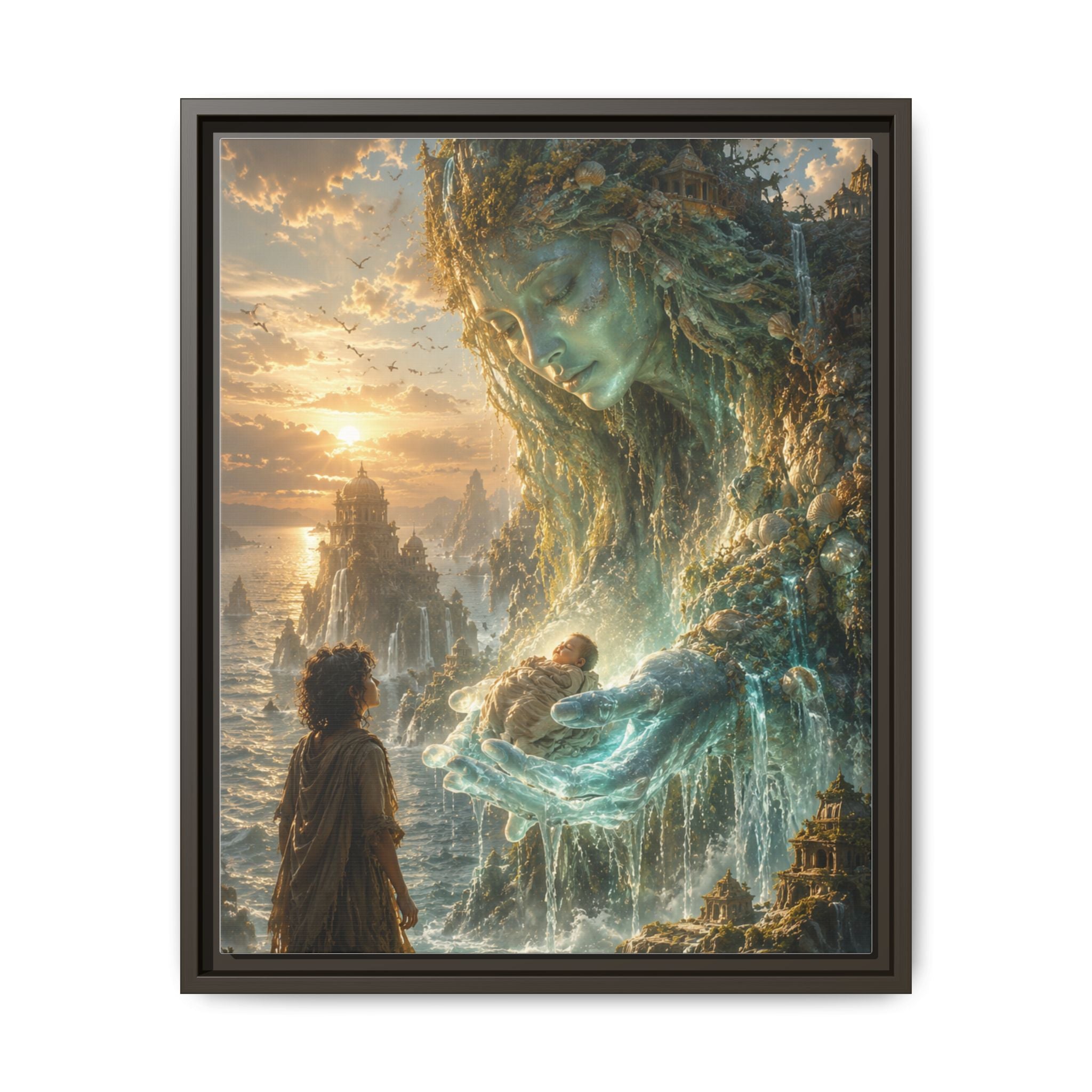 Framed Matte Canvas Print — Ocean Spirit Guardian Fantasy Art